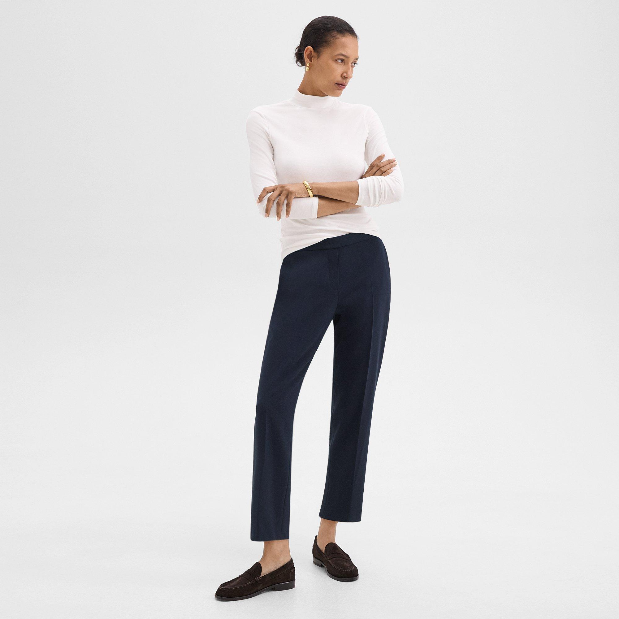 Theory Treeca Pull-on Pant In Admiral Crepe In Nocturne Navy