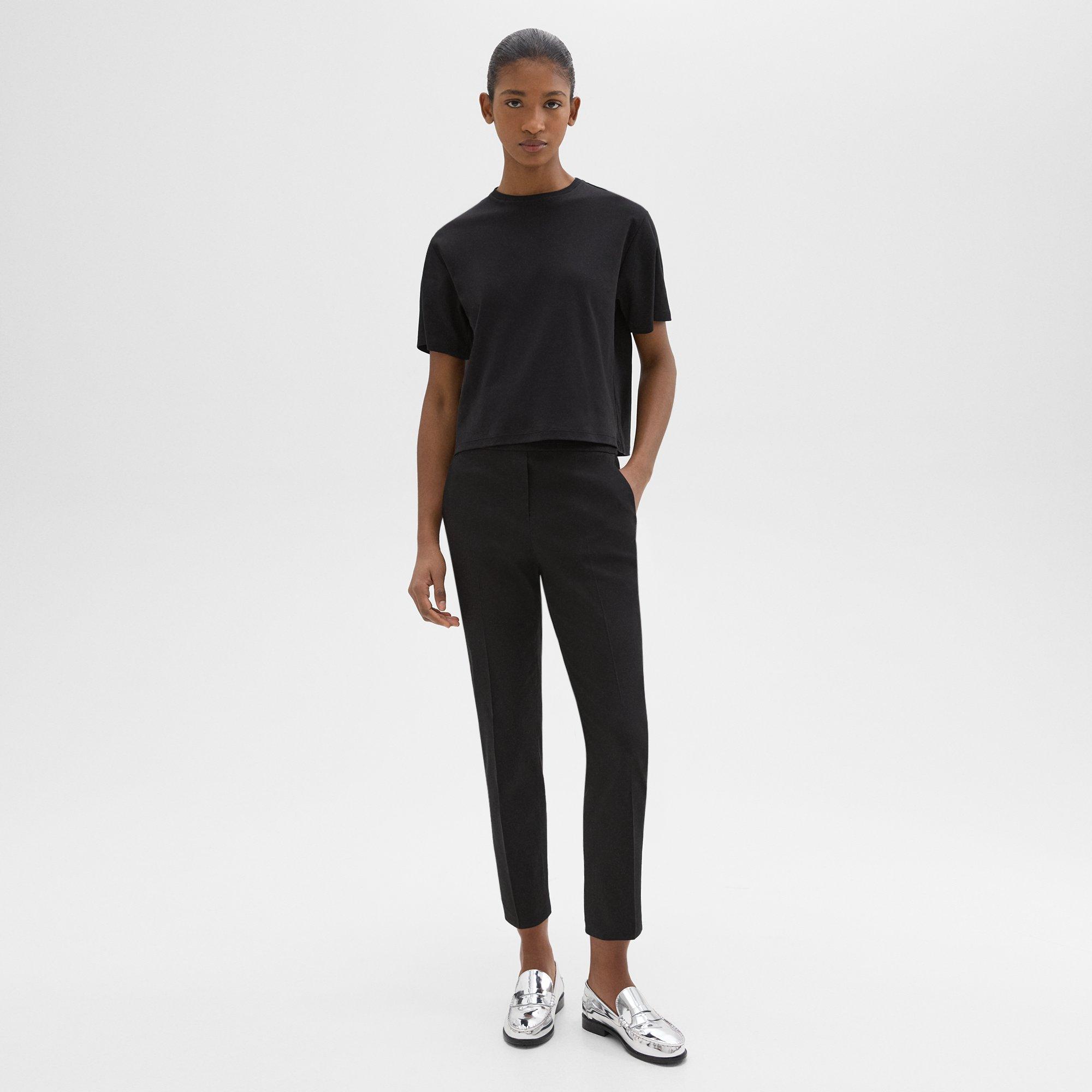 Theory Treeca Pull-on Pant In Good Linen In Black