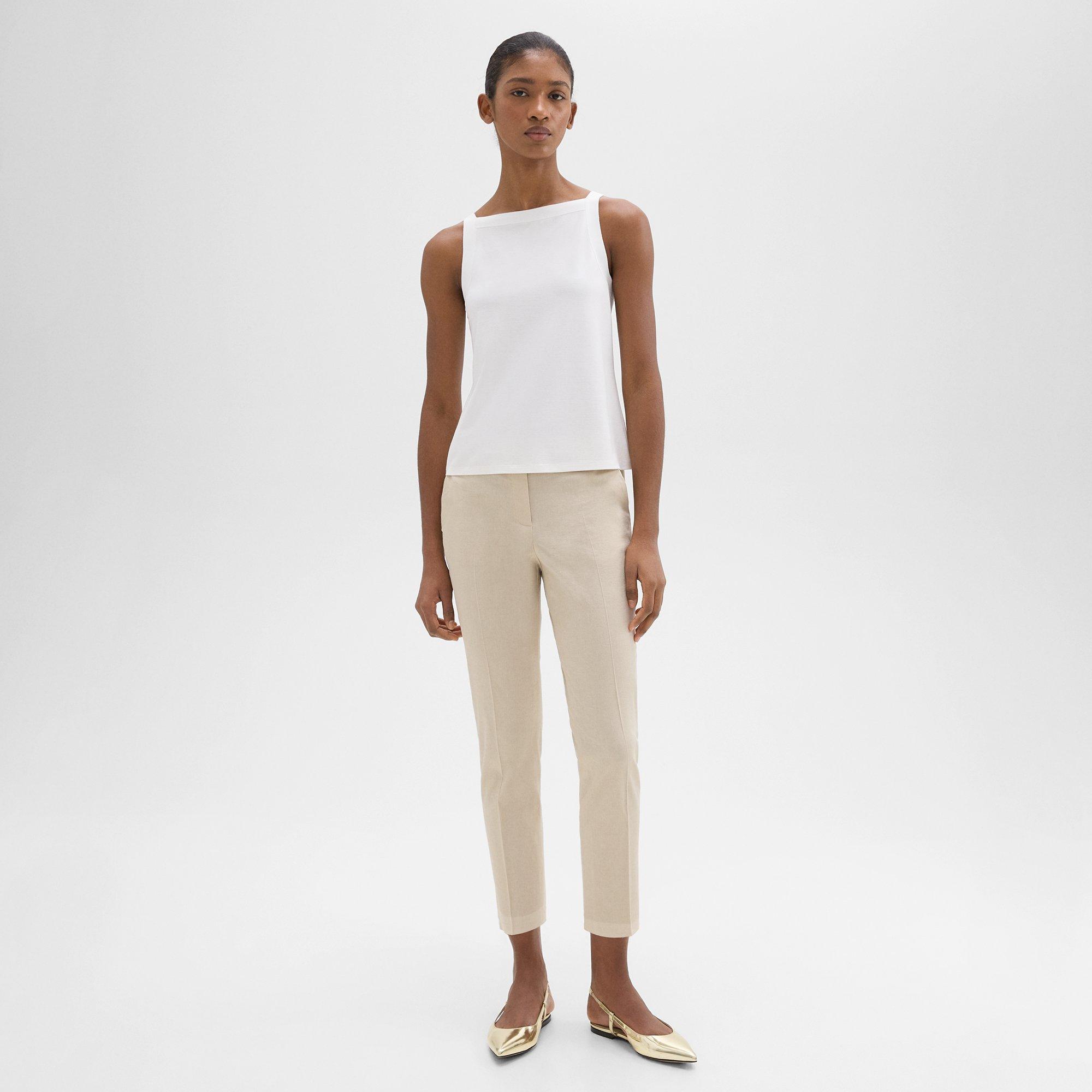 Shop Theory Treeca Pull-on Pant In Good Linen In Straw