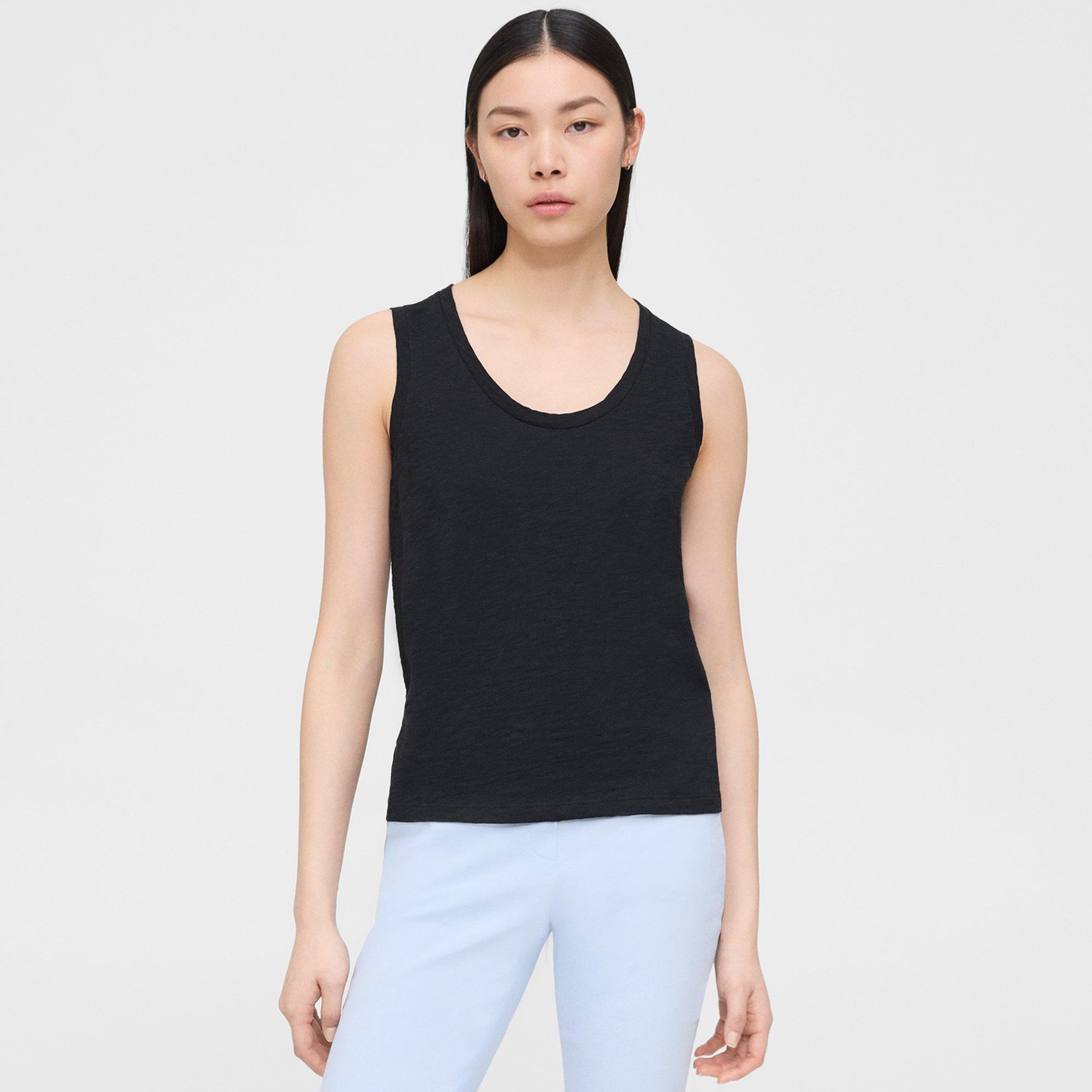 Theory Easy Tank Top In Organic Slub Cotton In Black