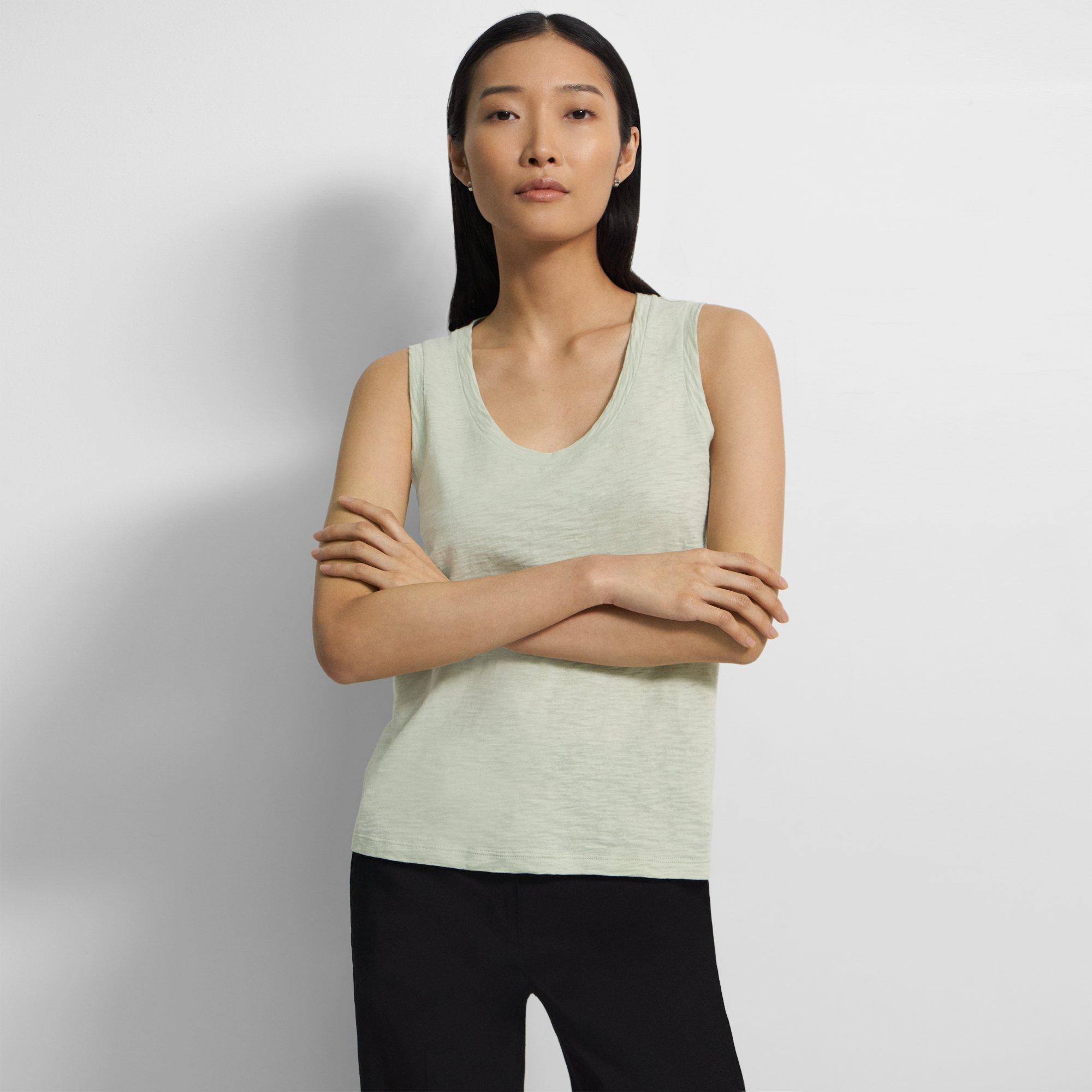 Theory Easy Tank Top In Organic Slub Cotton In Mint