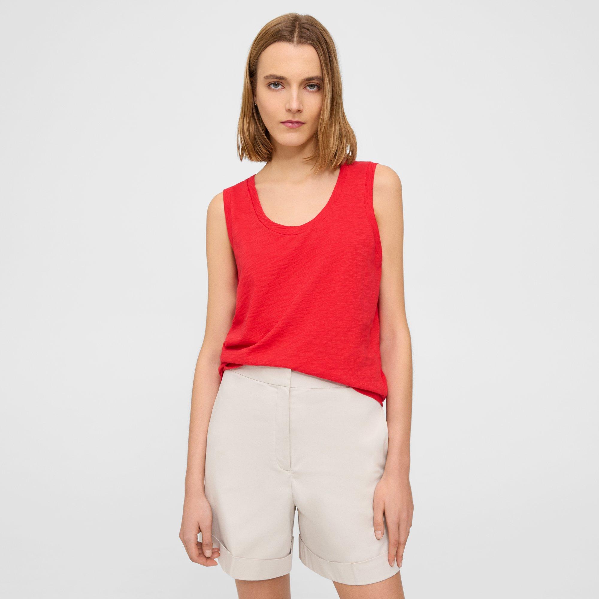 Theory Easy Tank Top In Organic Slub Cotton In Grenadine