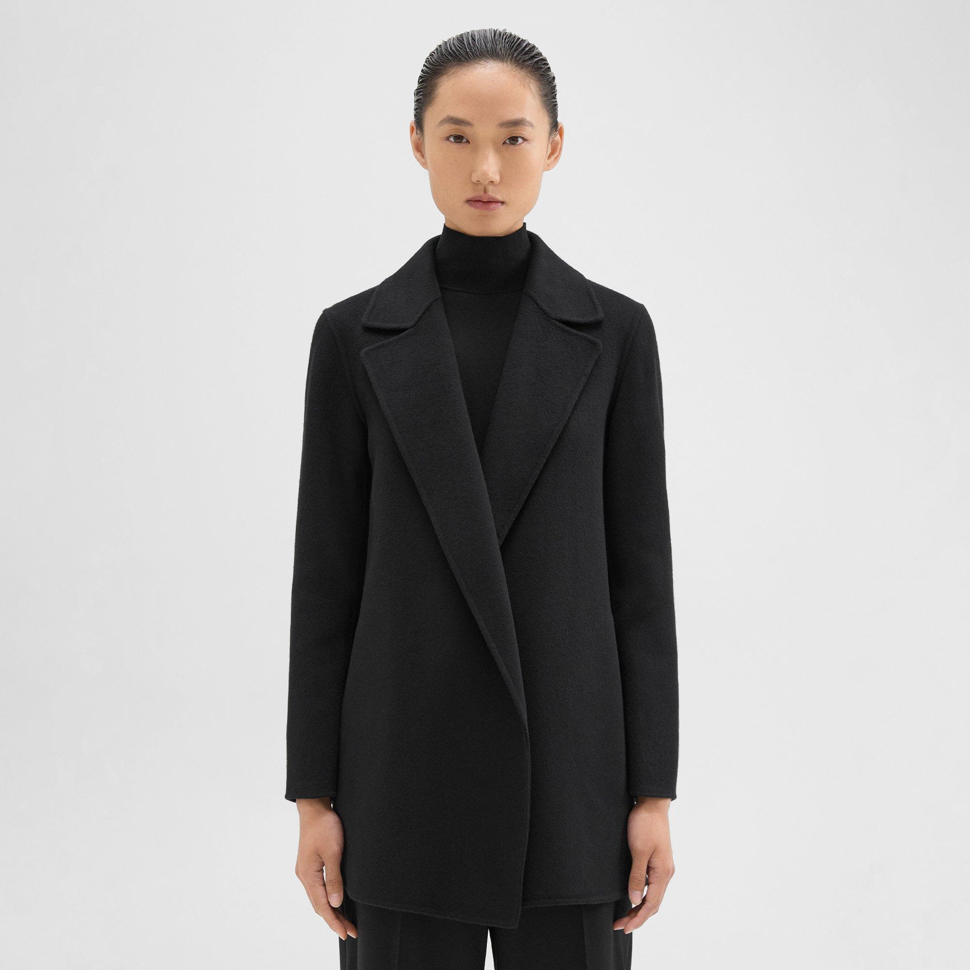 Theory Clairene Jacket In Double-face Wool-cashmere In Black