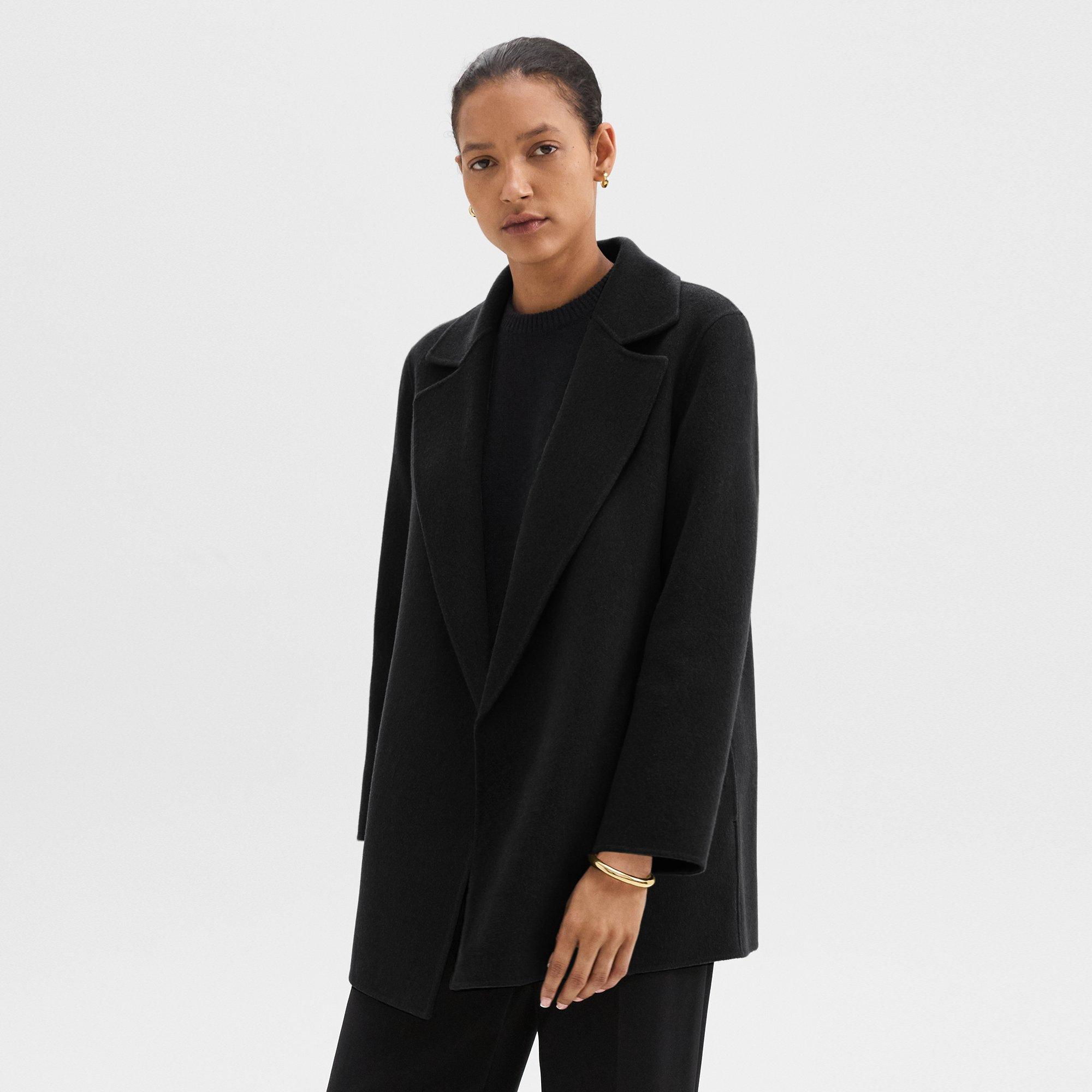 Theory Clairene Jacket In Double-face Wool-cashmere In Black