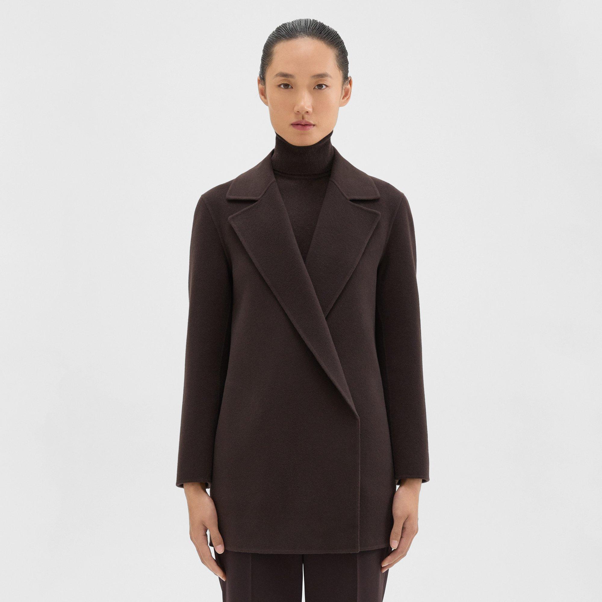 Theory Clairene Jacket In Double-face Wool-cashmere In Mink