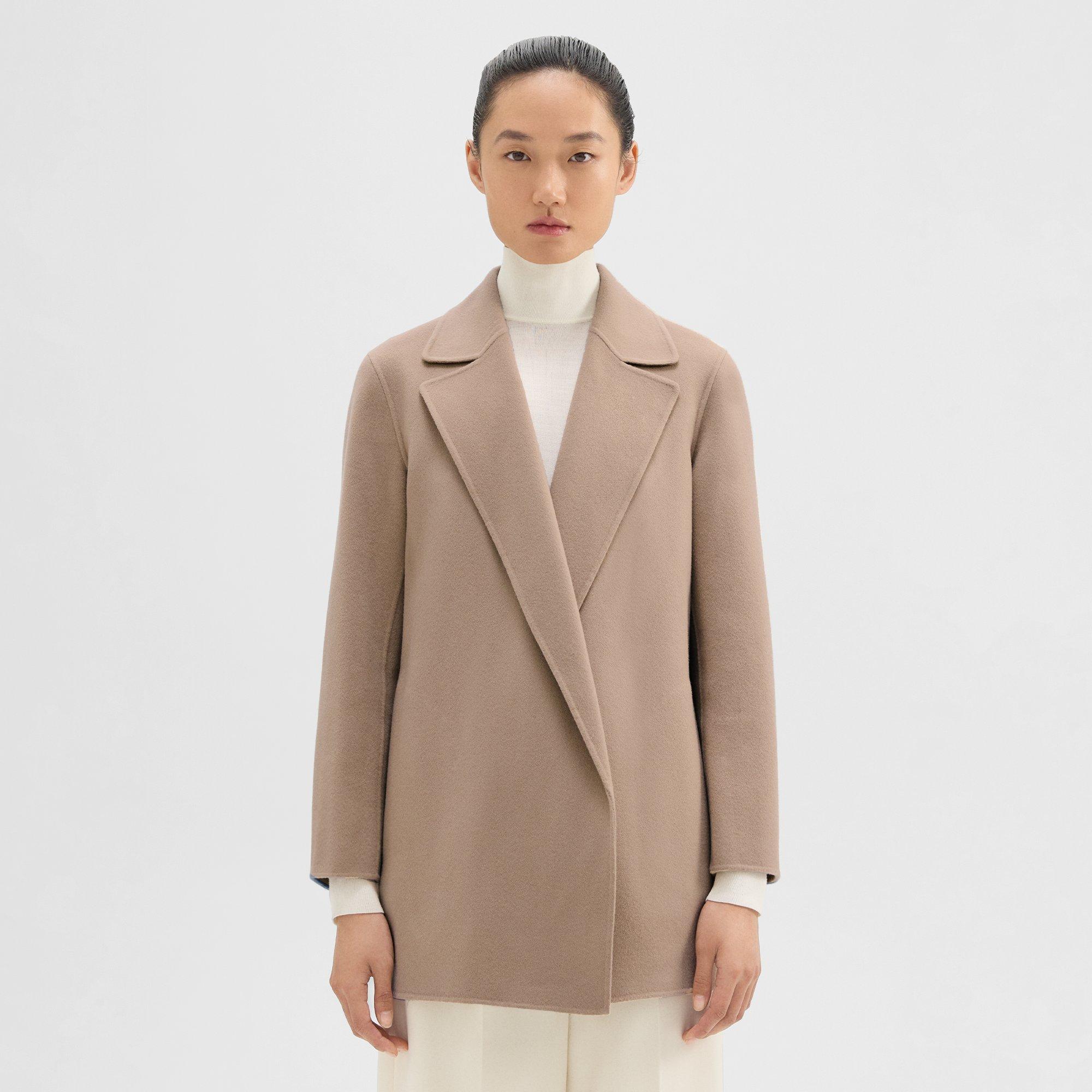 Theory Clairene Jacket In Double-face Wool-cashmere In Palomino