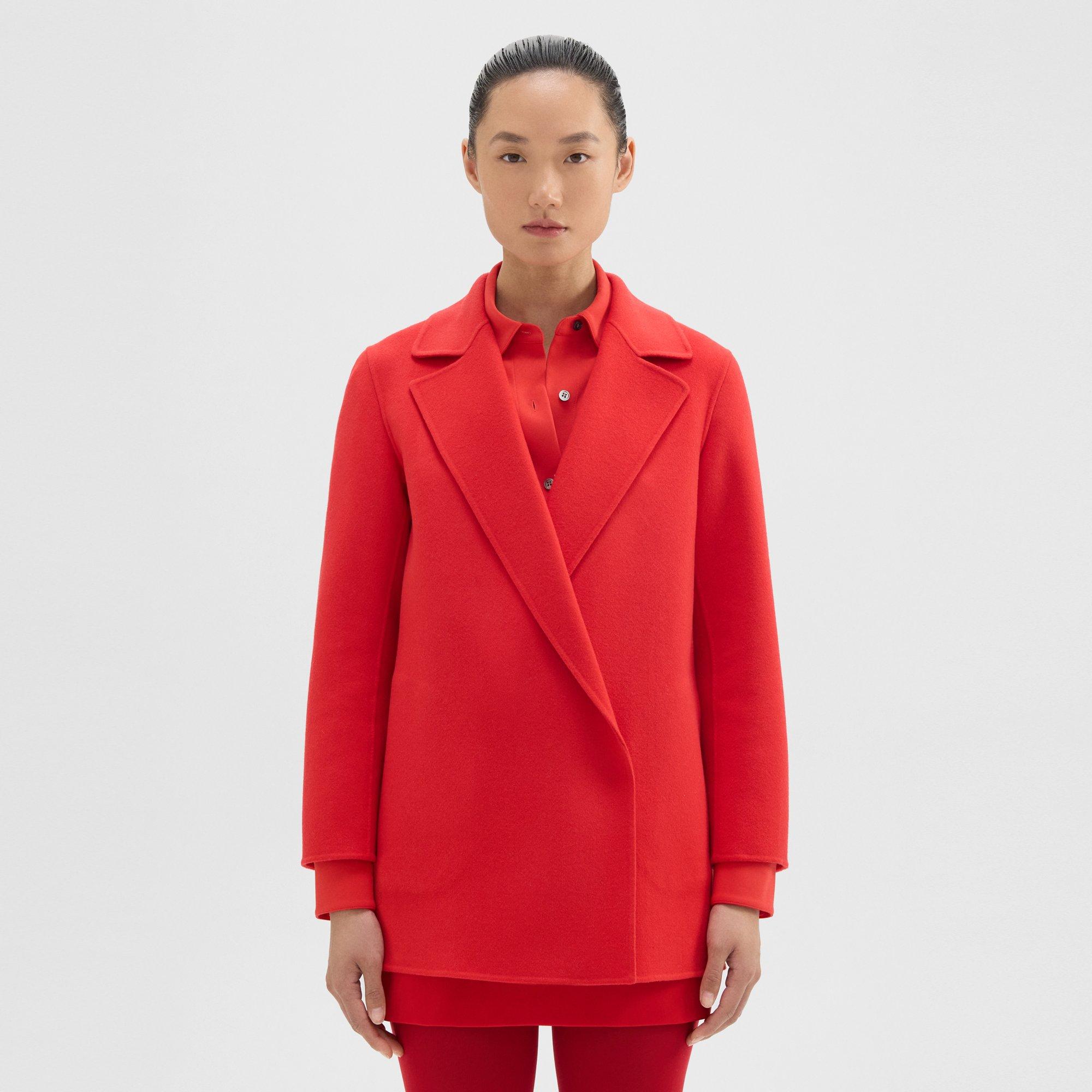 Theory Clairene New Divide Wool-cashmere Jacket In Geranium