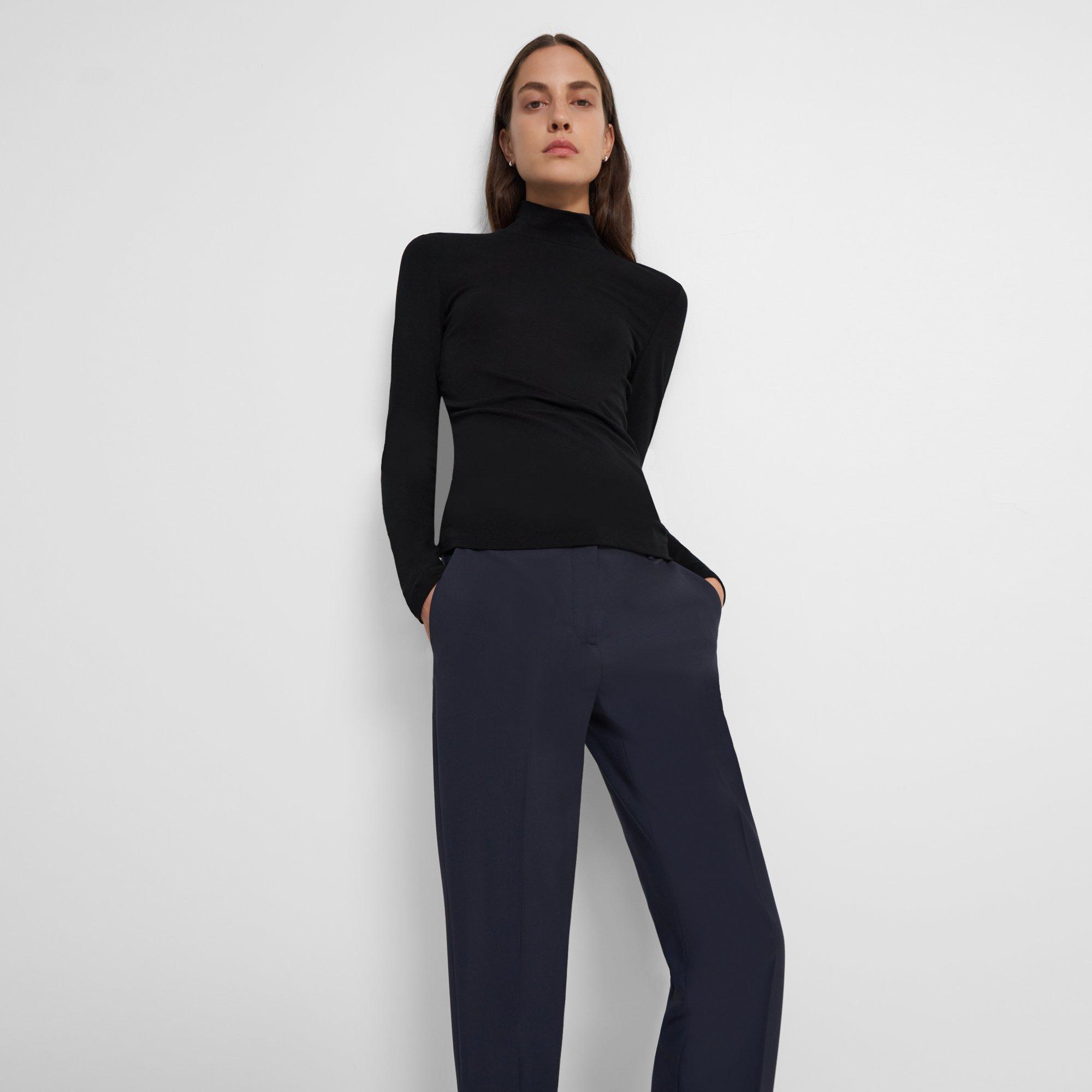 Theory Turtleneck Sweater In Ribbed Viscose In Black