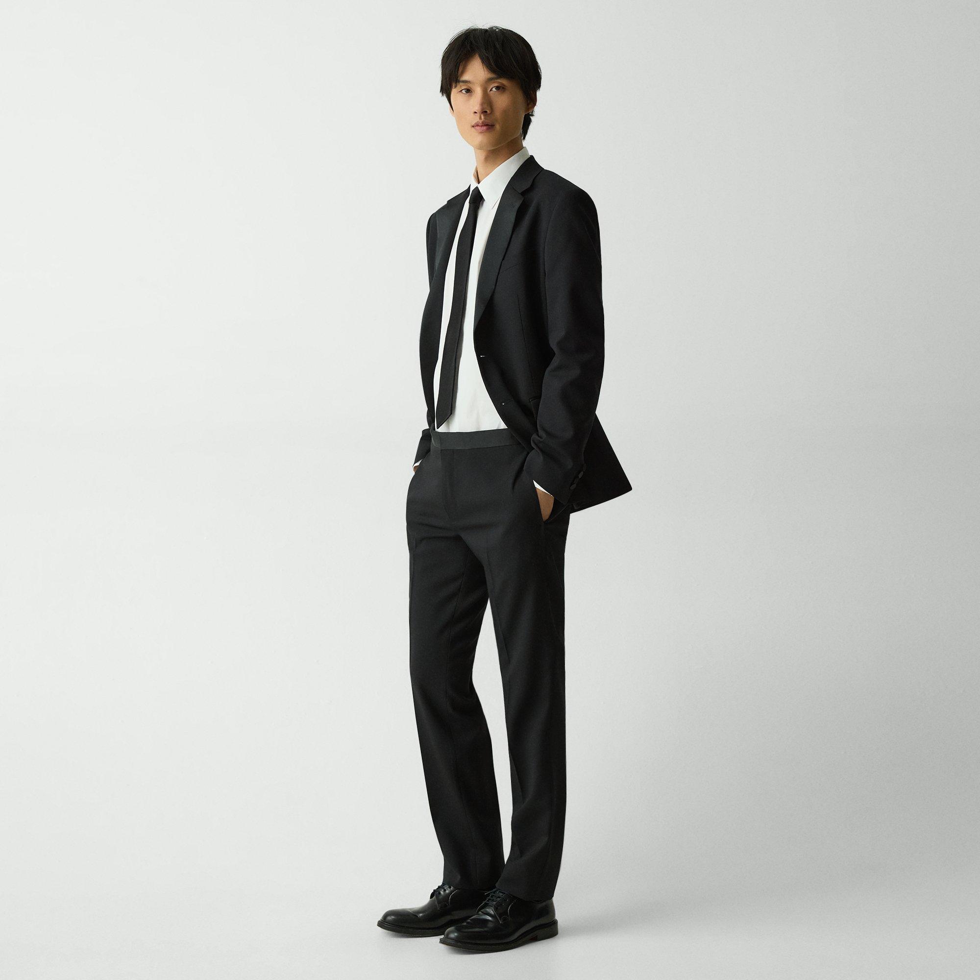 Theory Mayer Tuxedo Pant In Stretch Wool In Black