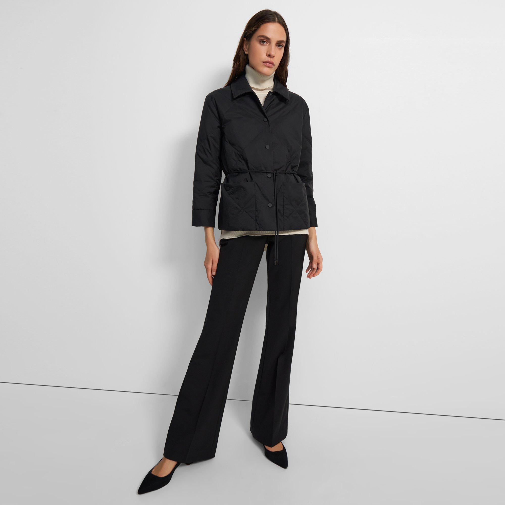 Theory Quilted Jacket In Water-resistant Nylon In Black