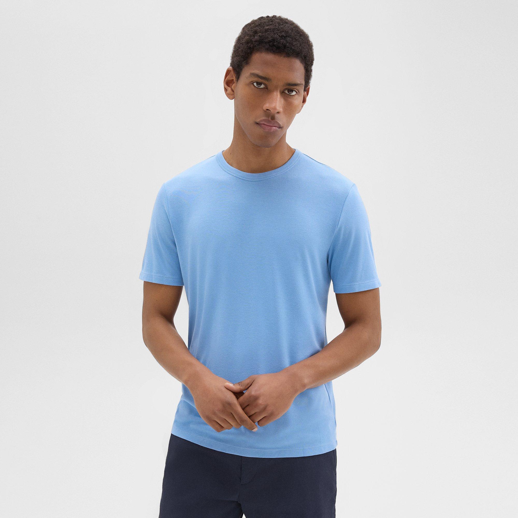 Shop Theory Essential Tee In Anemone Modal Jersey In Powder Blue