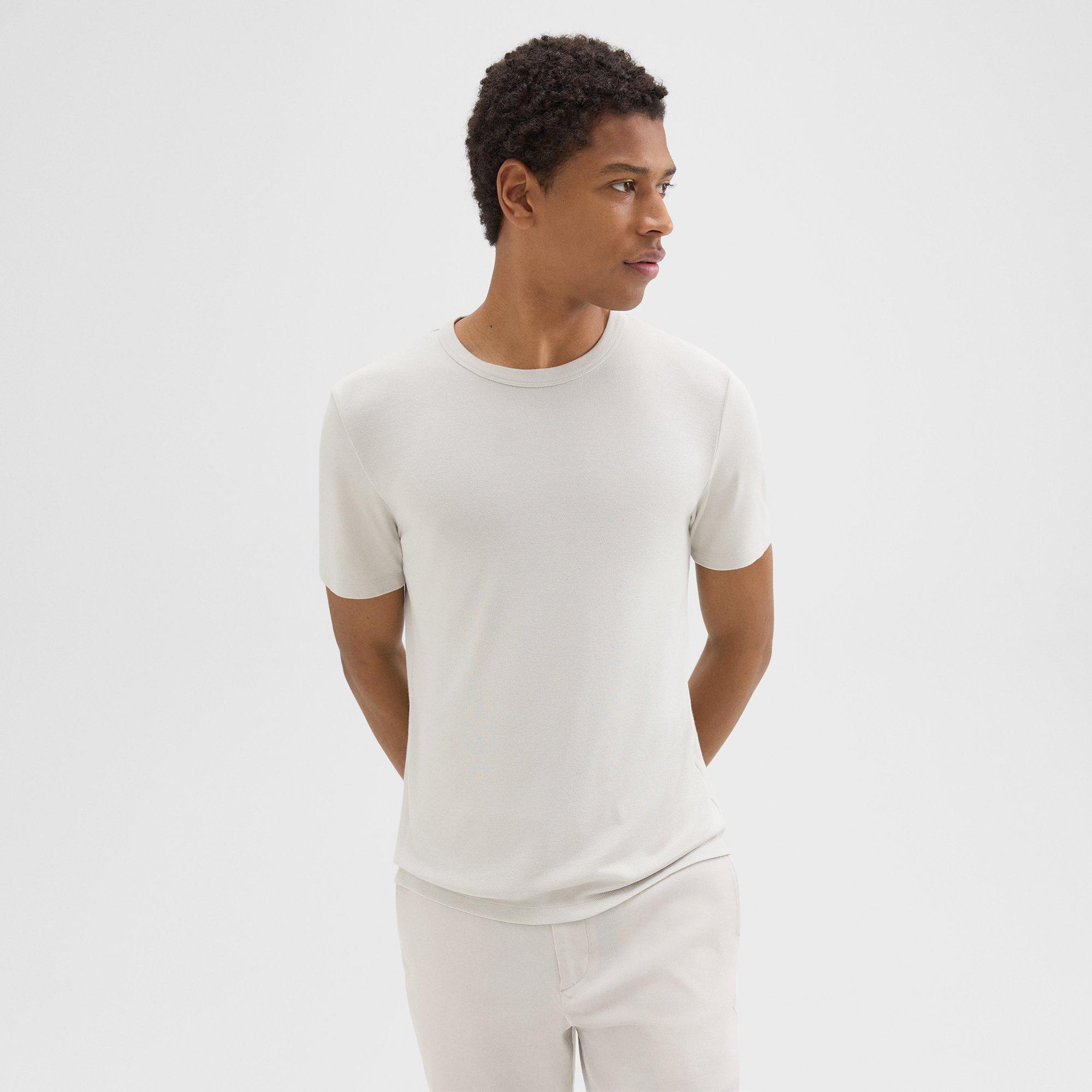 Shop Theory Essential Tee In Anemone Modal Jersey In Limestone