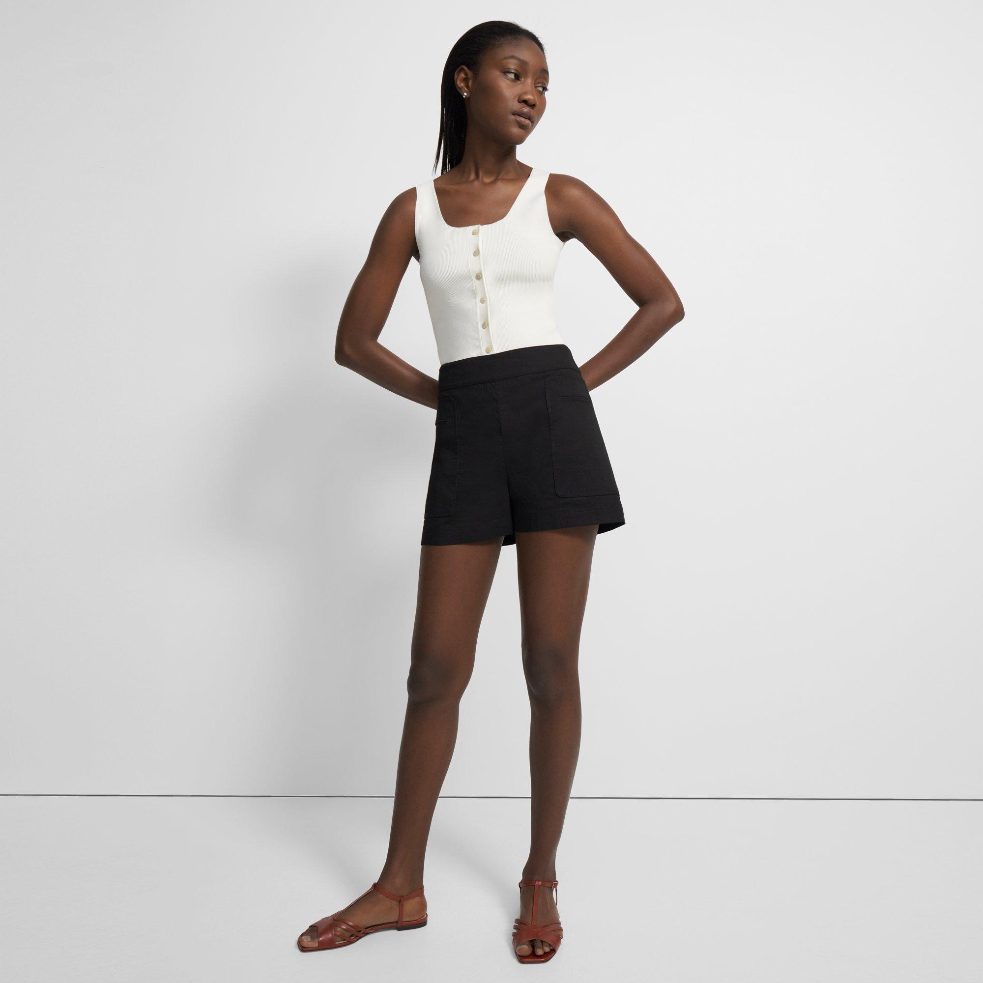 Theory Mini Utility Short In Good Linen In Black