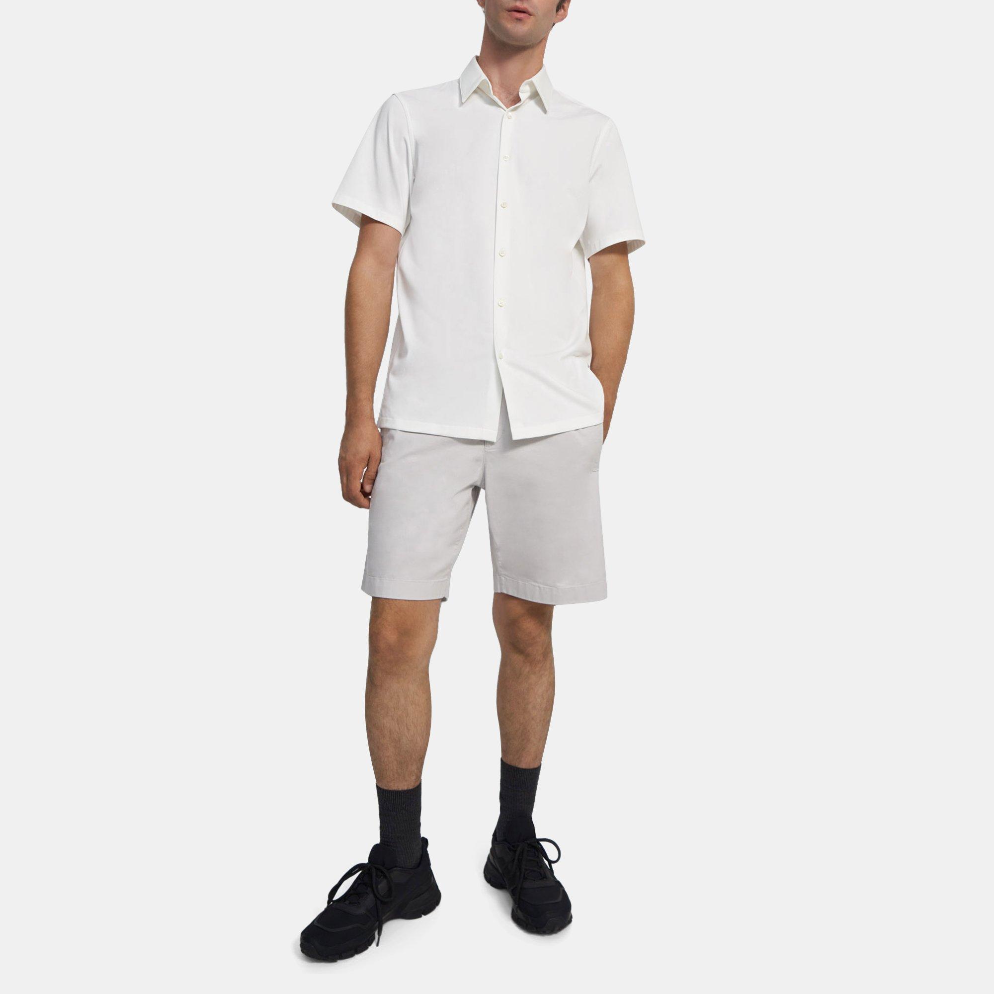 Shop Theory Irving Short-sleeve Shirt In Structure Knit In White