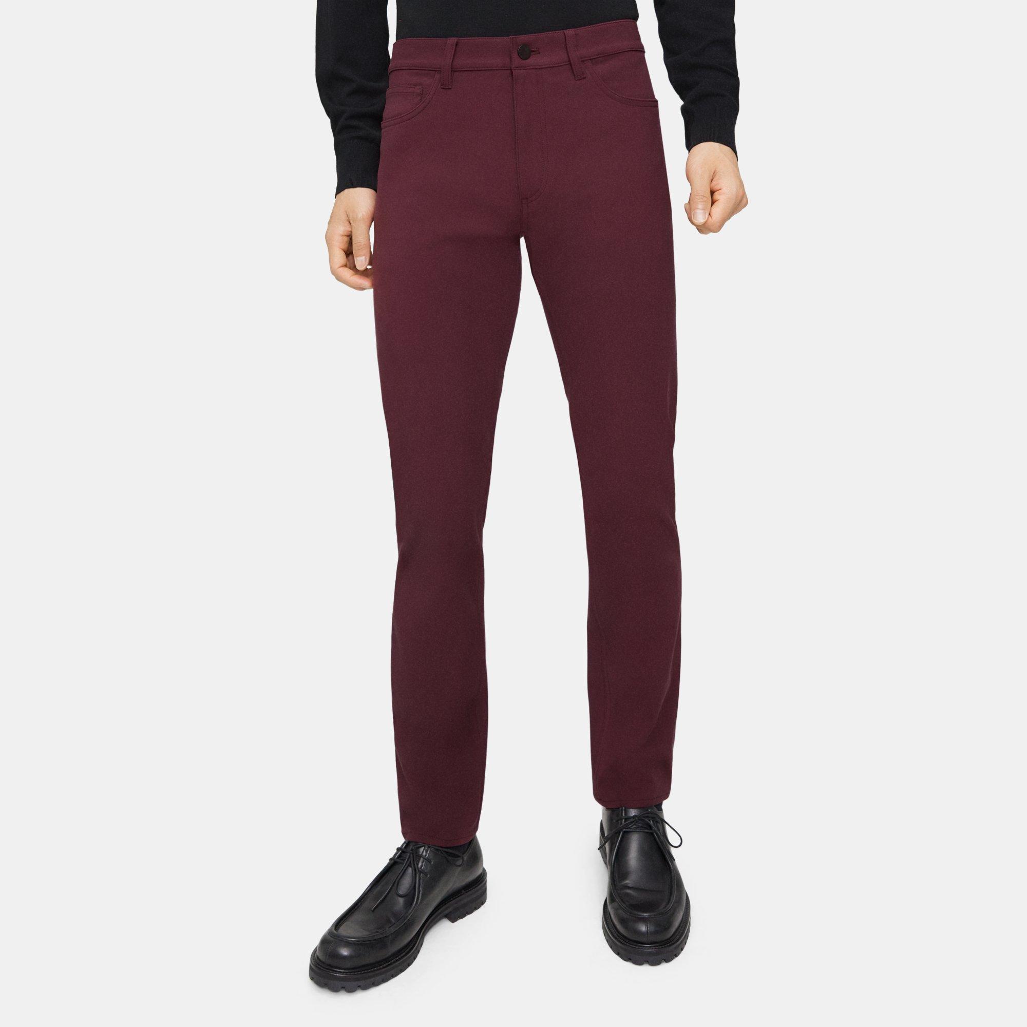 Theory Slim-fit Five-pocket Pant In Neoteric Twill In Burgundy