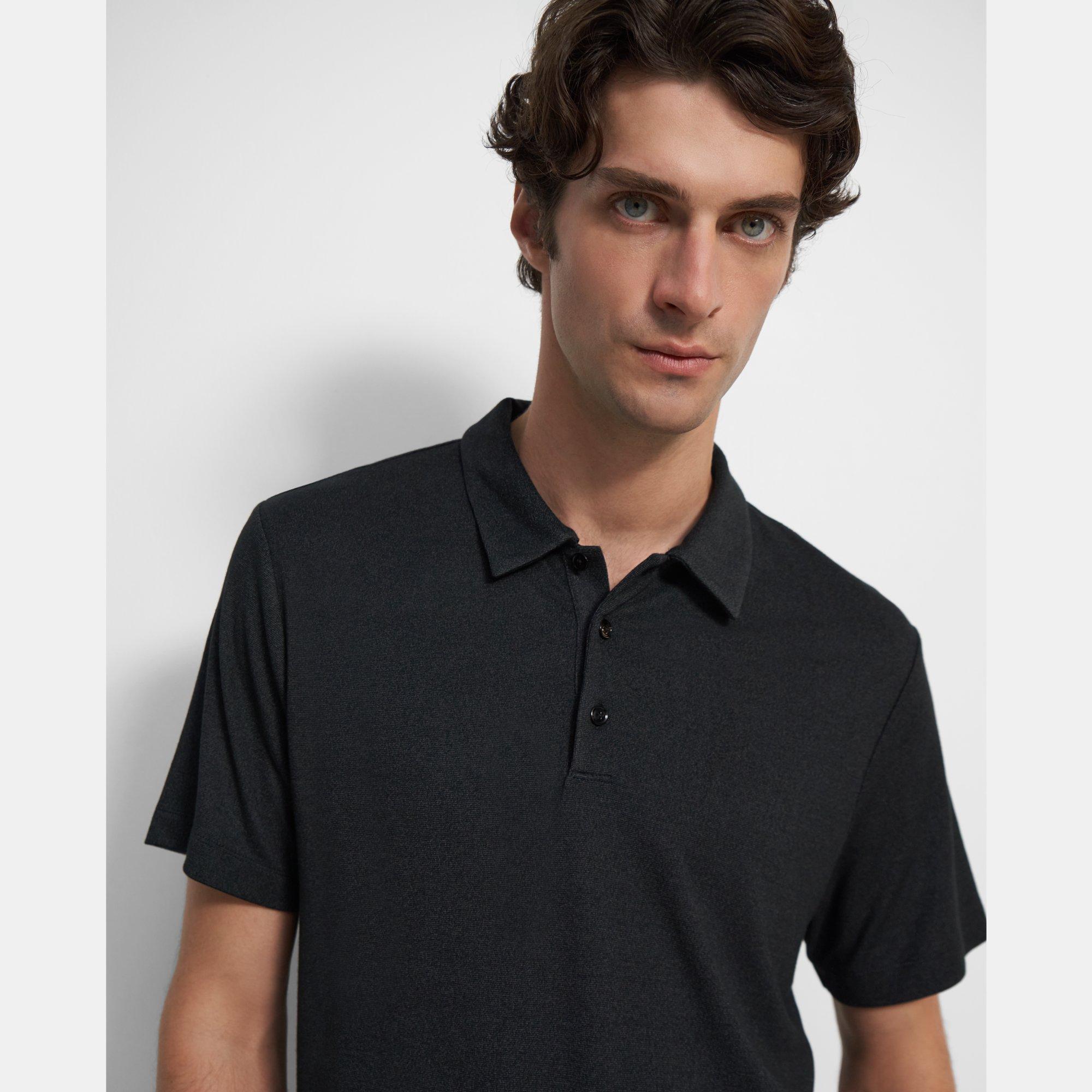 Theory Bron Polo Shirt In Anemone Modal Jersey In Black Multi