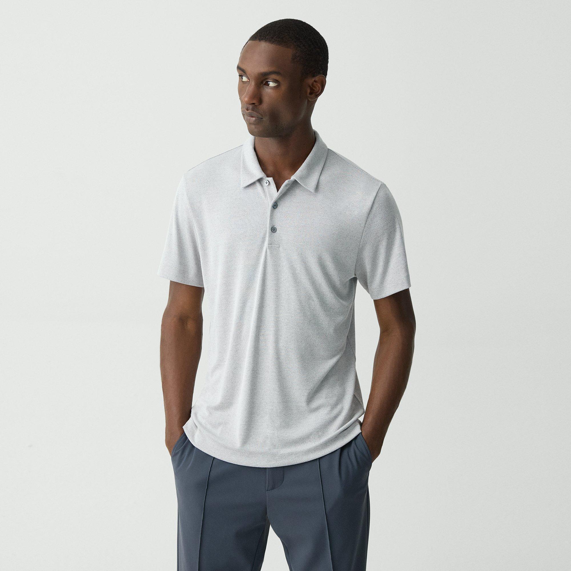 Theory Bron C. Anemone Regular Fit Polo Shirt In Grey Multi
