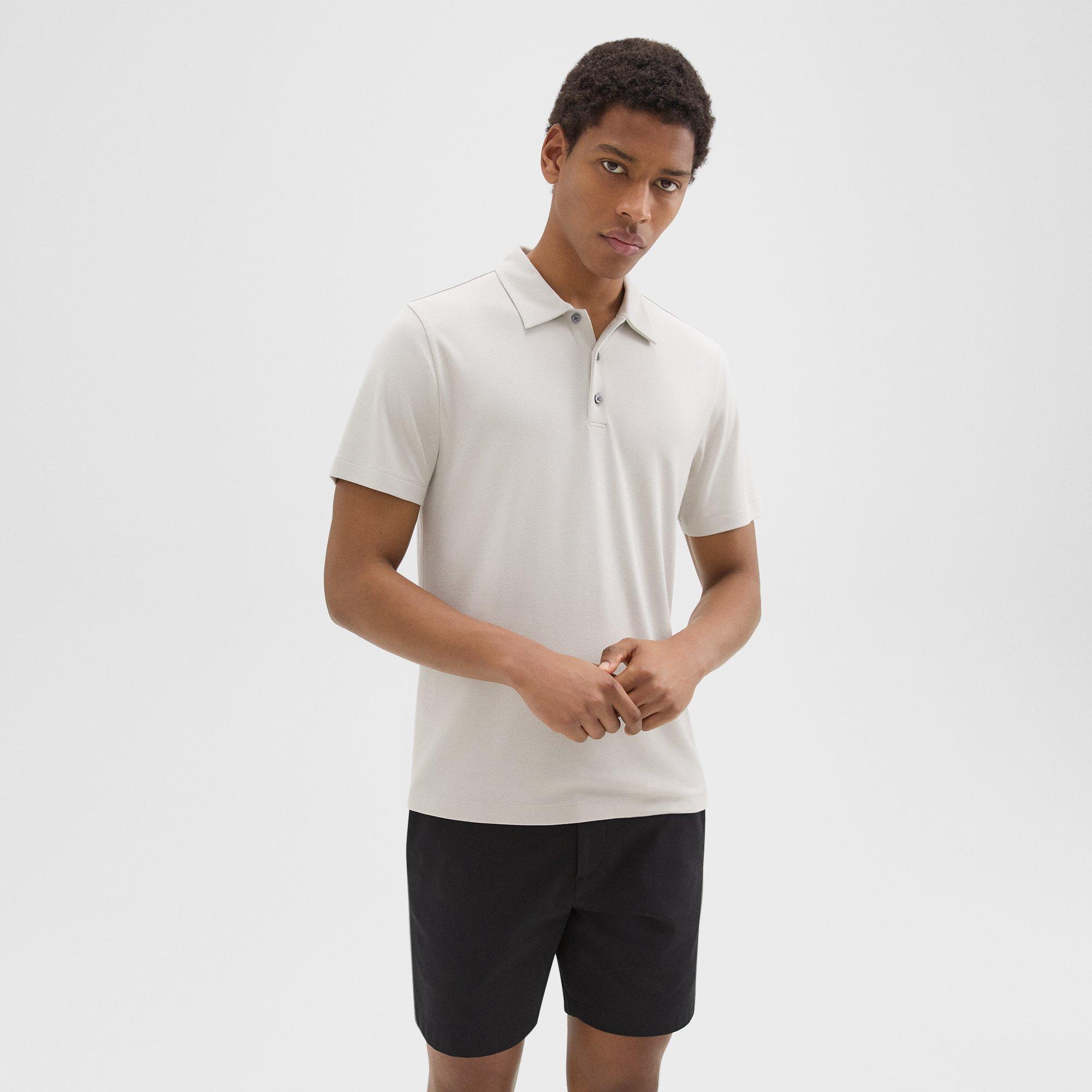 Shop Theory Bron Polo Shirt In Anemone Modal Jersey In Limestone