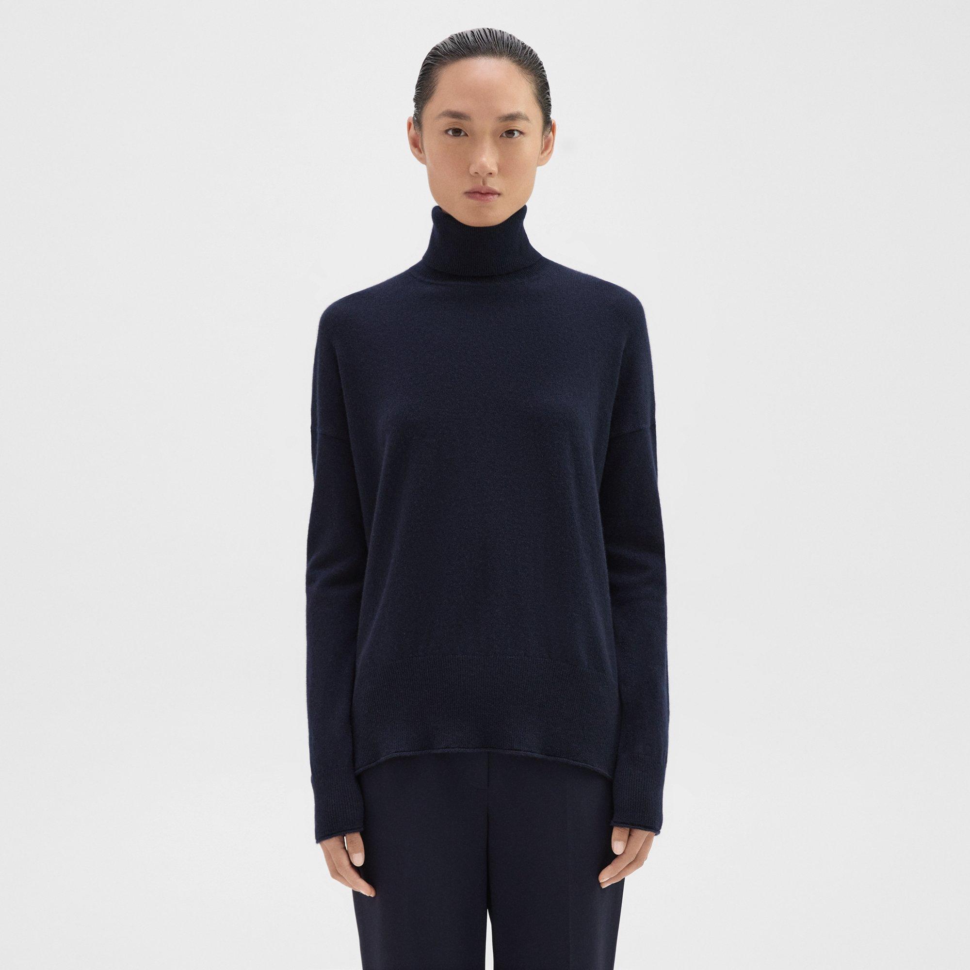 Theory Karenia Turtleneck Sweater In Cashmere In Deep Navy