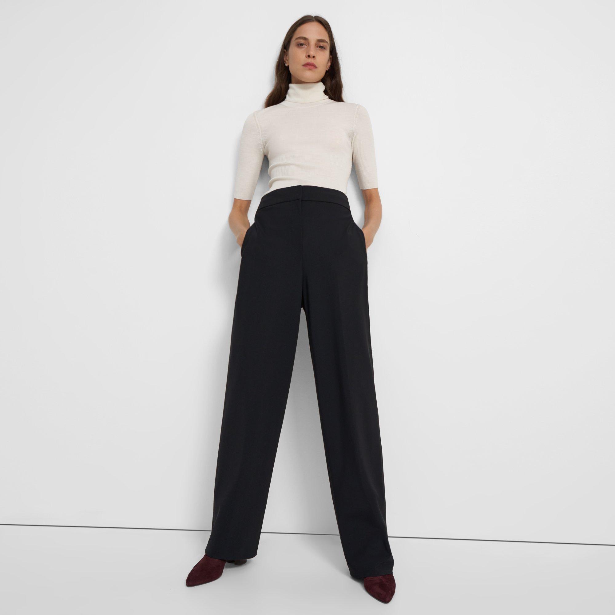 Theory High-waisted Pant In Precision Ponte In Black