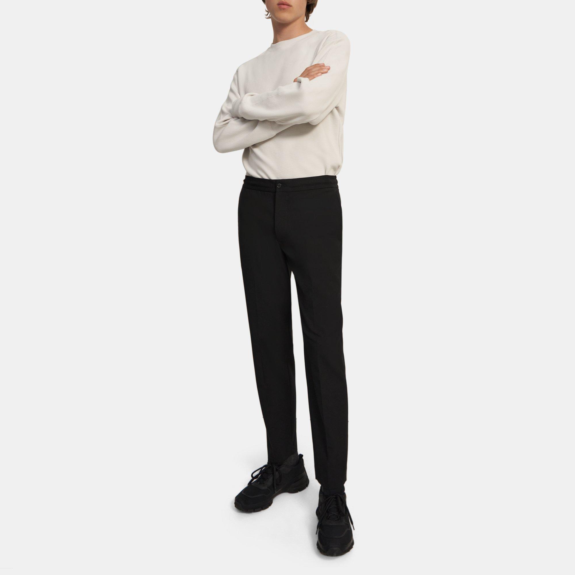 Theory Drawstring Pant In Bonded Wool Twill In Black