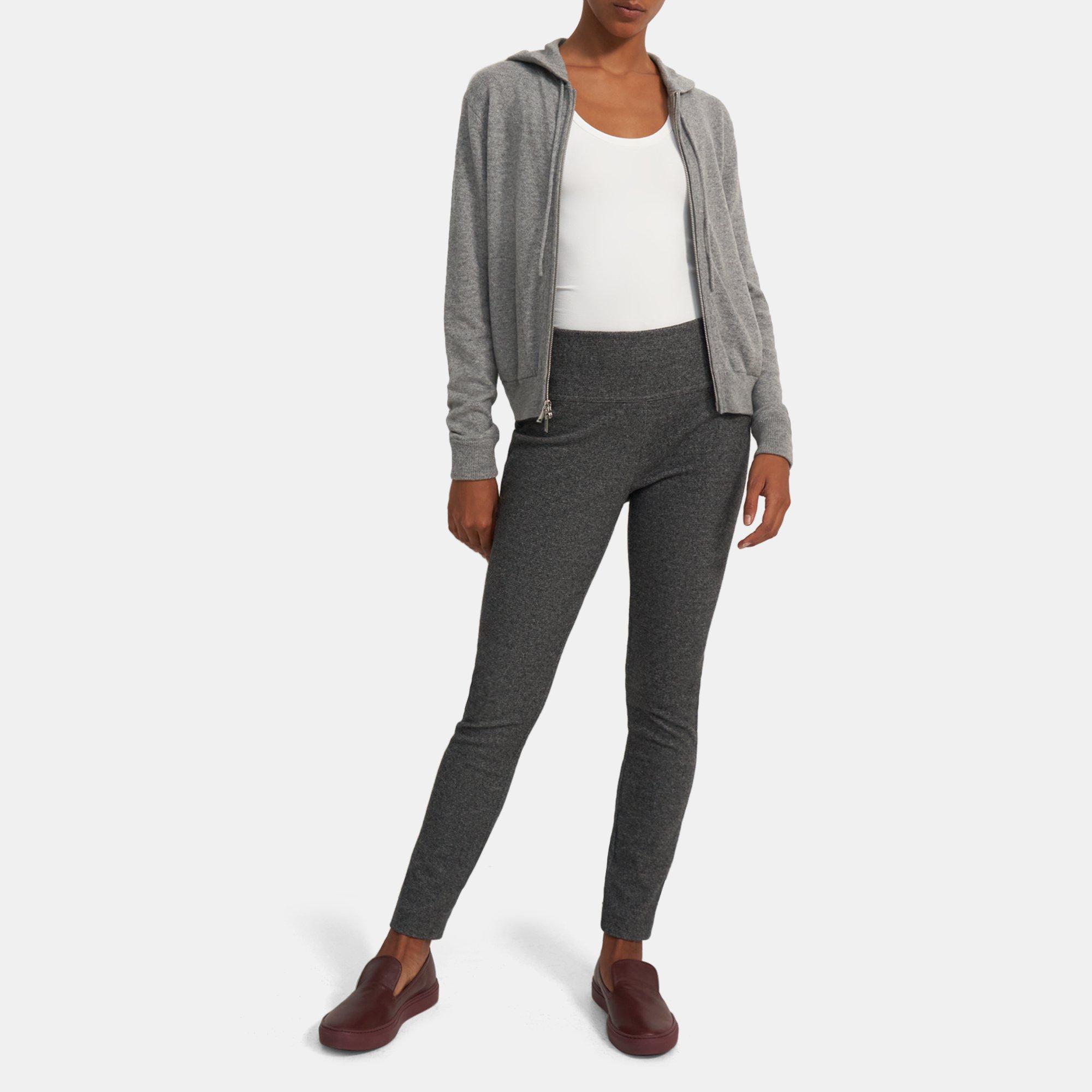 Theory Yoke Legging In Marled Compact Knit In Grey Multi