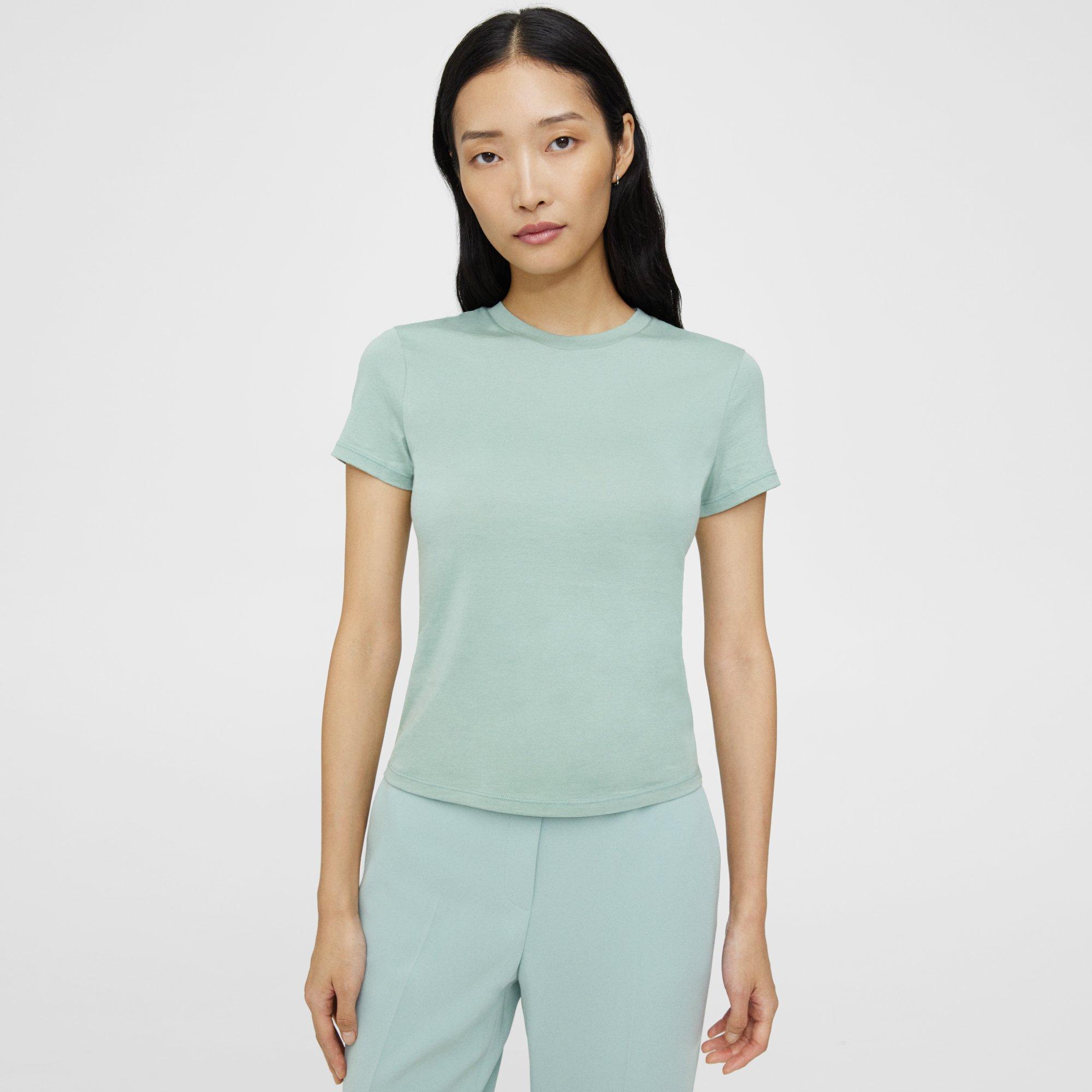 Theory Tiny Tee In Organic Cotton In Silver Mint