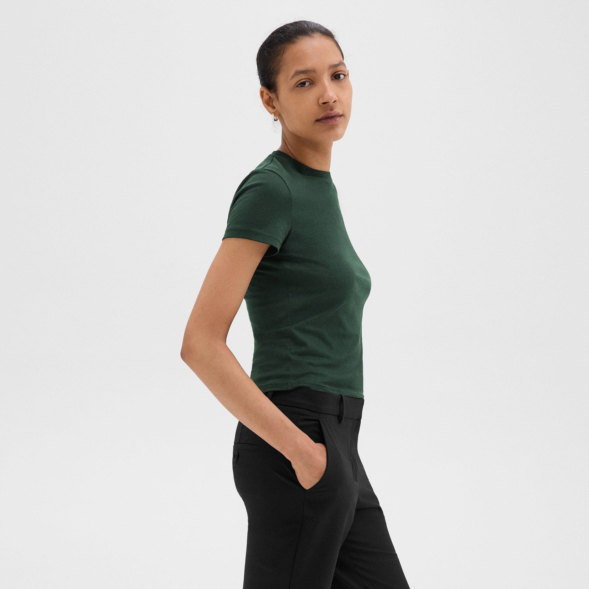 Theory Tiny Tee In Organic Cotton In Hunter Green