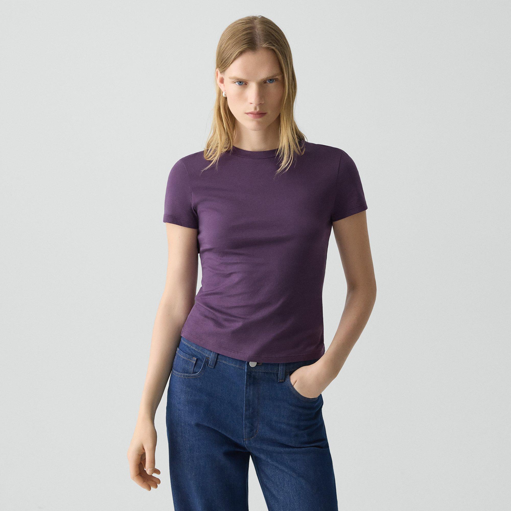 Theory Tiny Tee In Organic Cotton In Purple