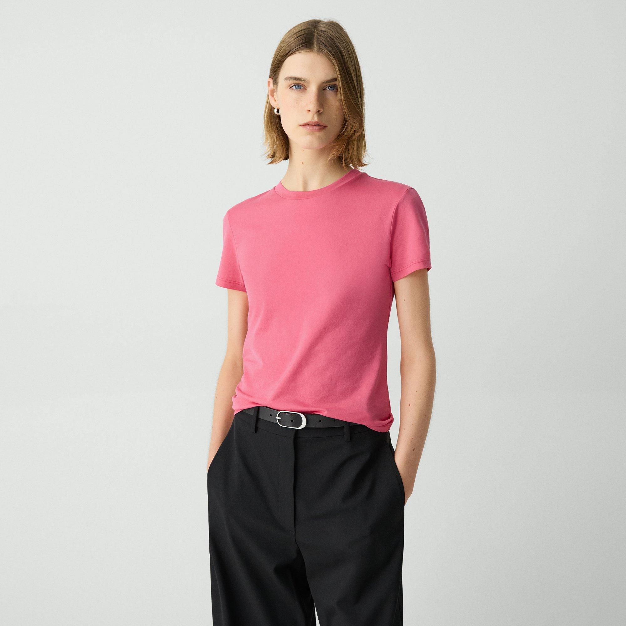 Theory Tiny Tee In Organic Cotton In Bright Pink
