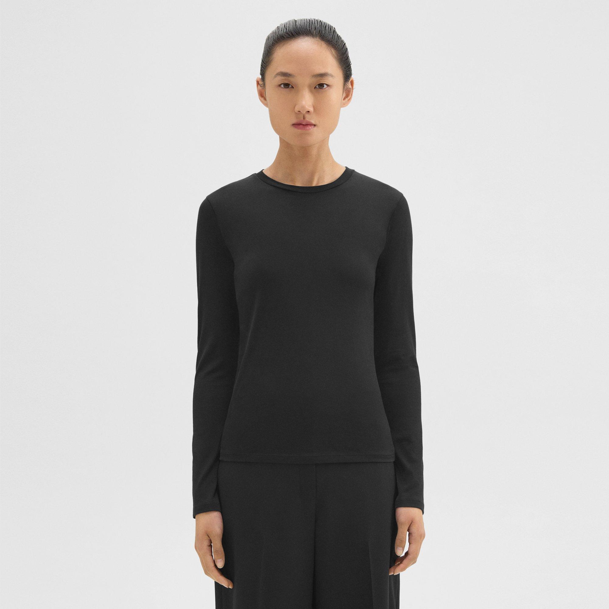 Theory Tiny Long-sleeve Tee In Organic Cotton In Black