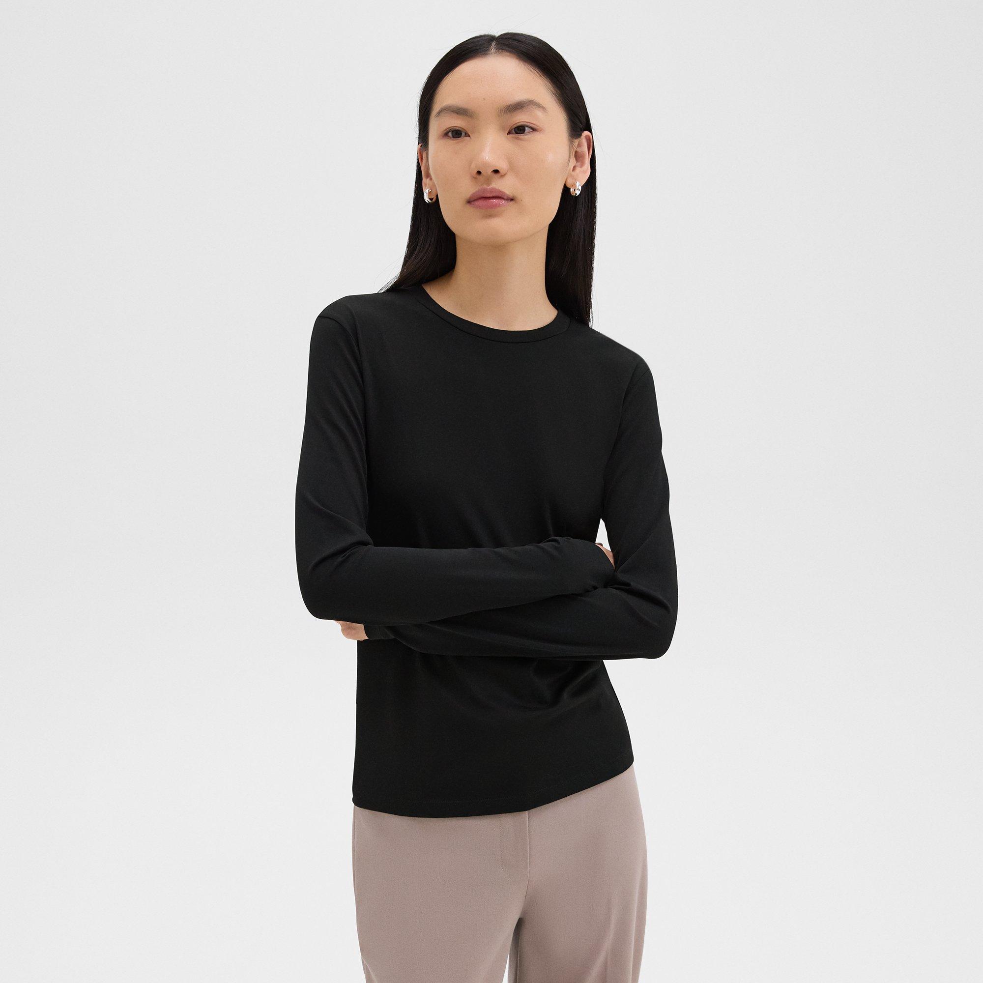 Theory Tiny Long-sleeve Tee In Organic Cotton In Black