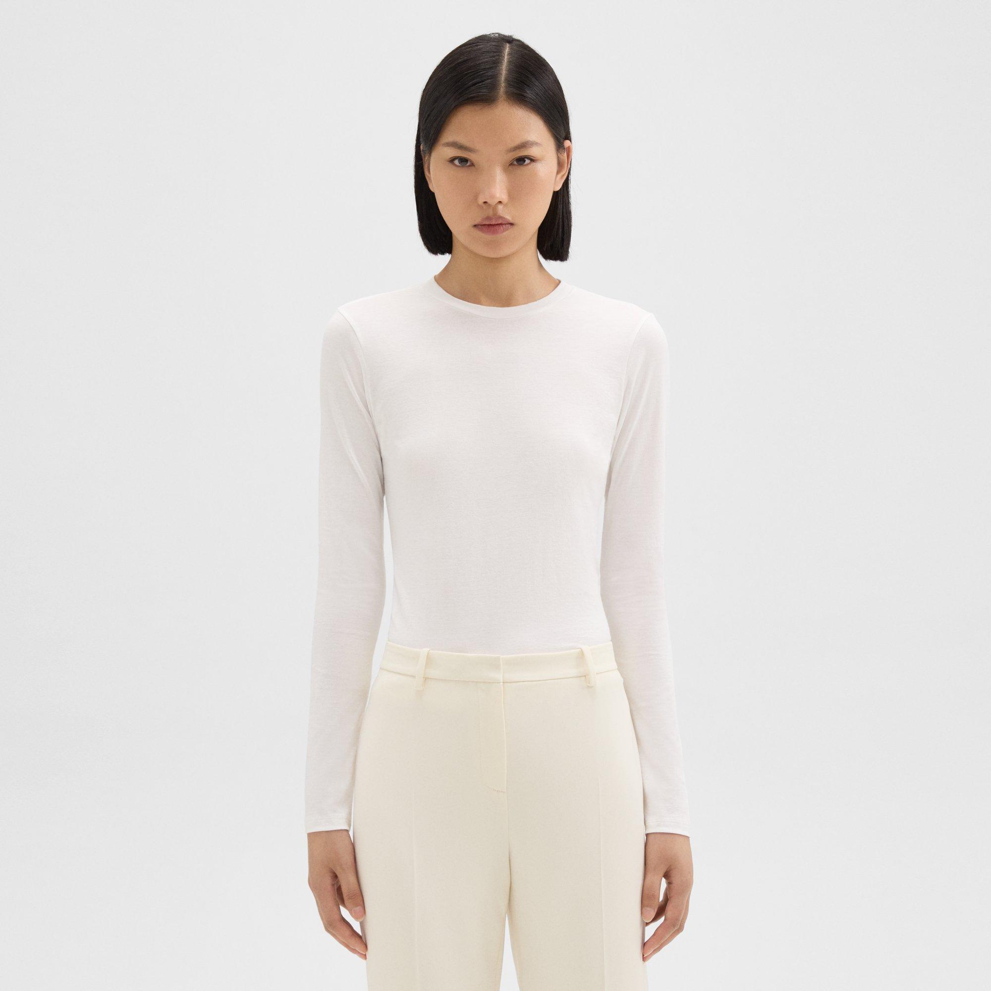 Shop Theory Tiny Long-sleeve Tee In Organic Cotton In White