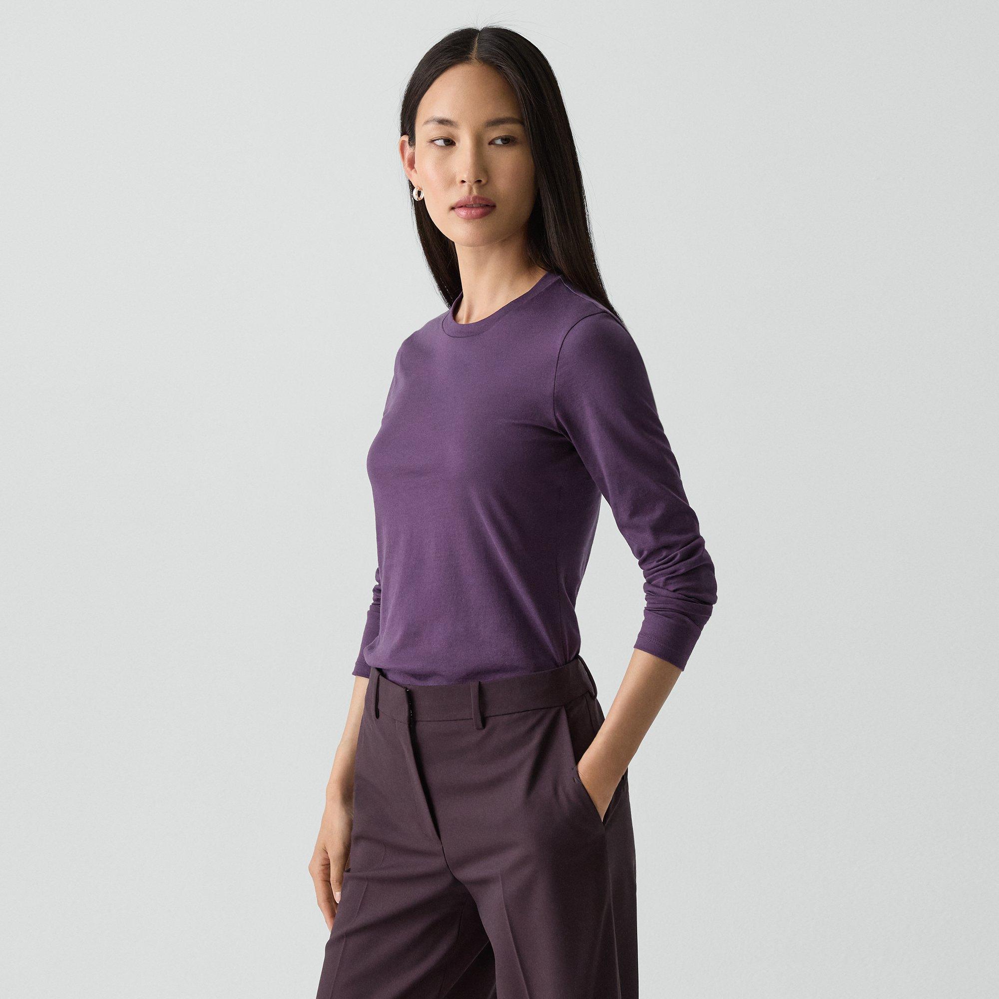 Theory Tiny Long-sleeve Tee In Organic Cotton In Purple