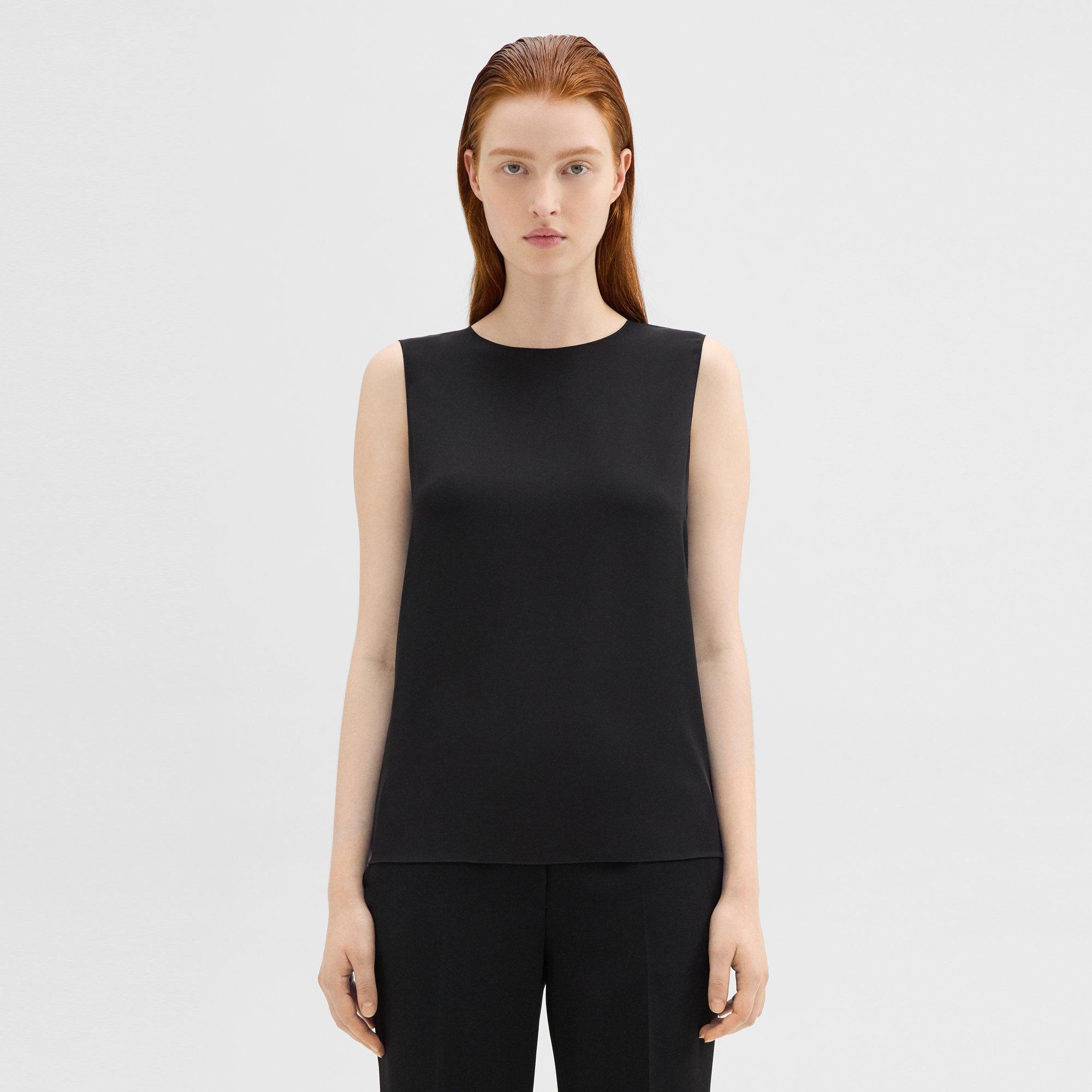 Shop Theory Shell Top In Silk Georgette In Black