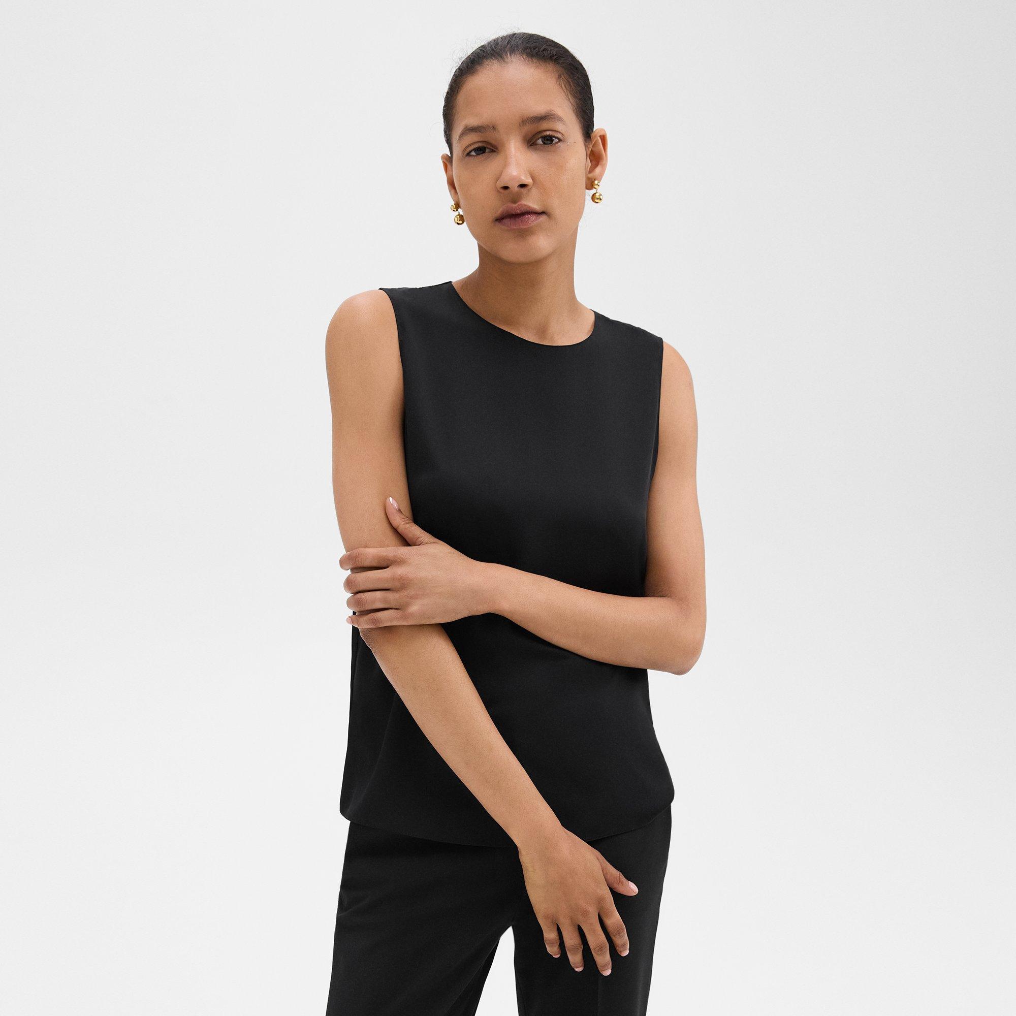 Shop Theory Shell Top In Silk Georgette In Black