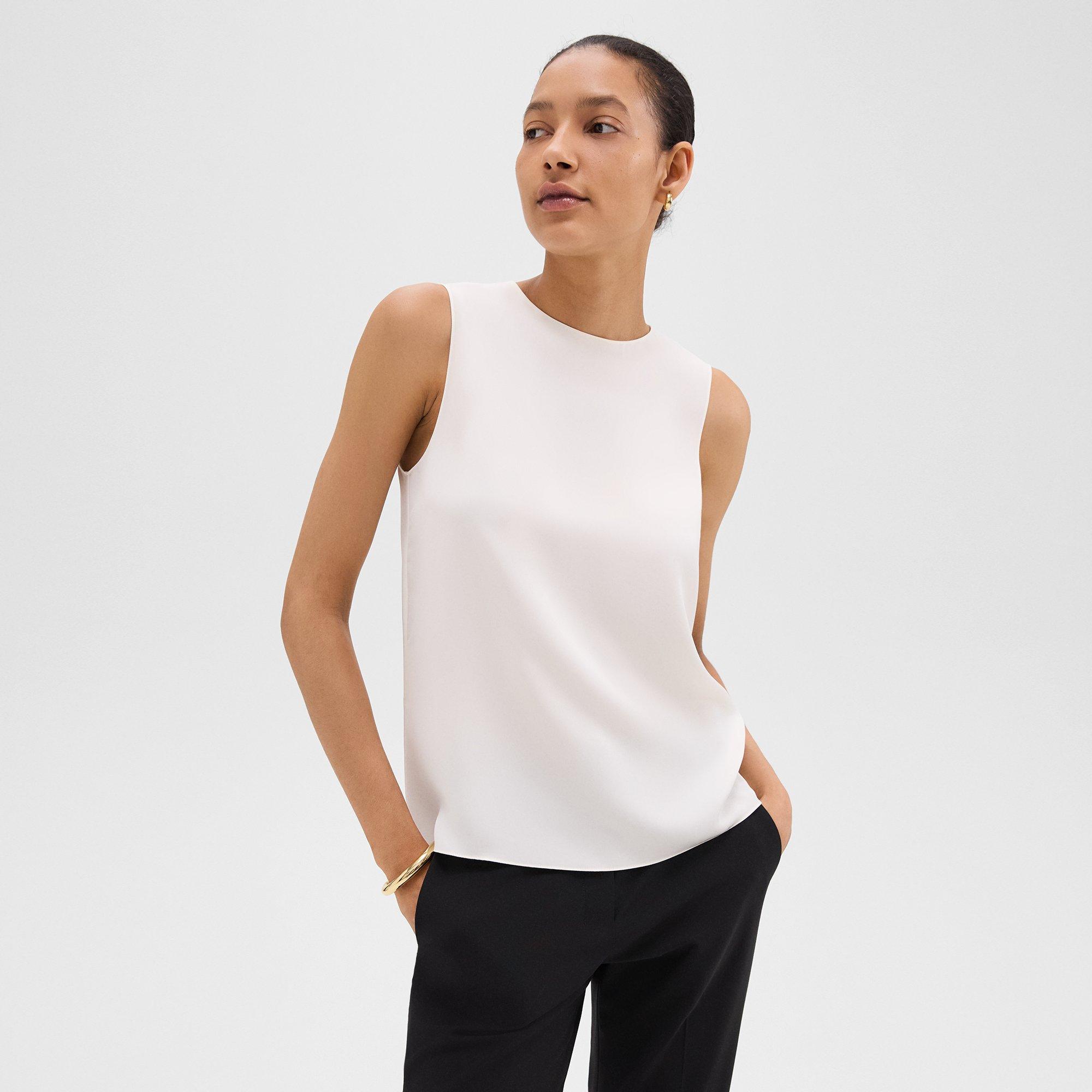 Shop Theory Shell Top In Silk Georgette In Ivory