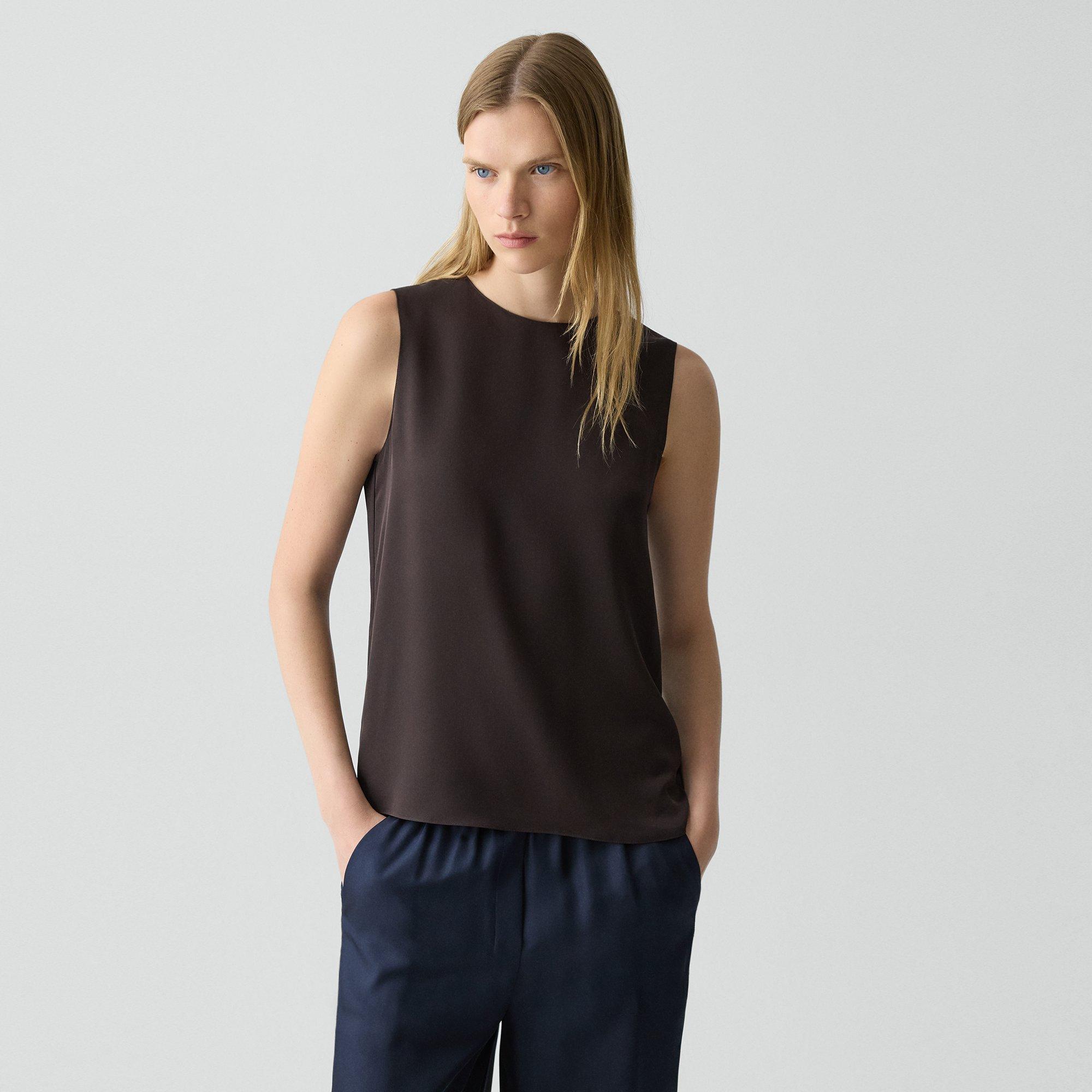Theory Shell Top In Silk Georgette In Brown