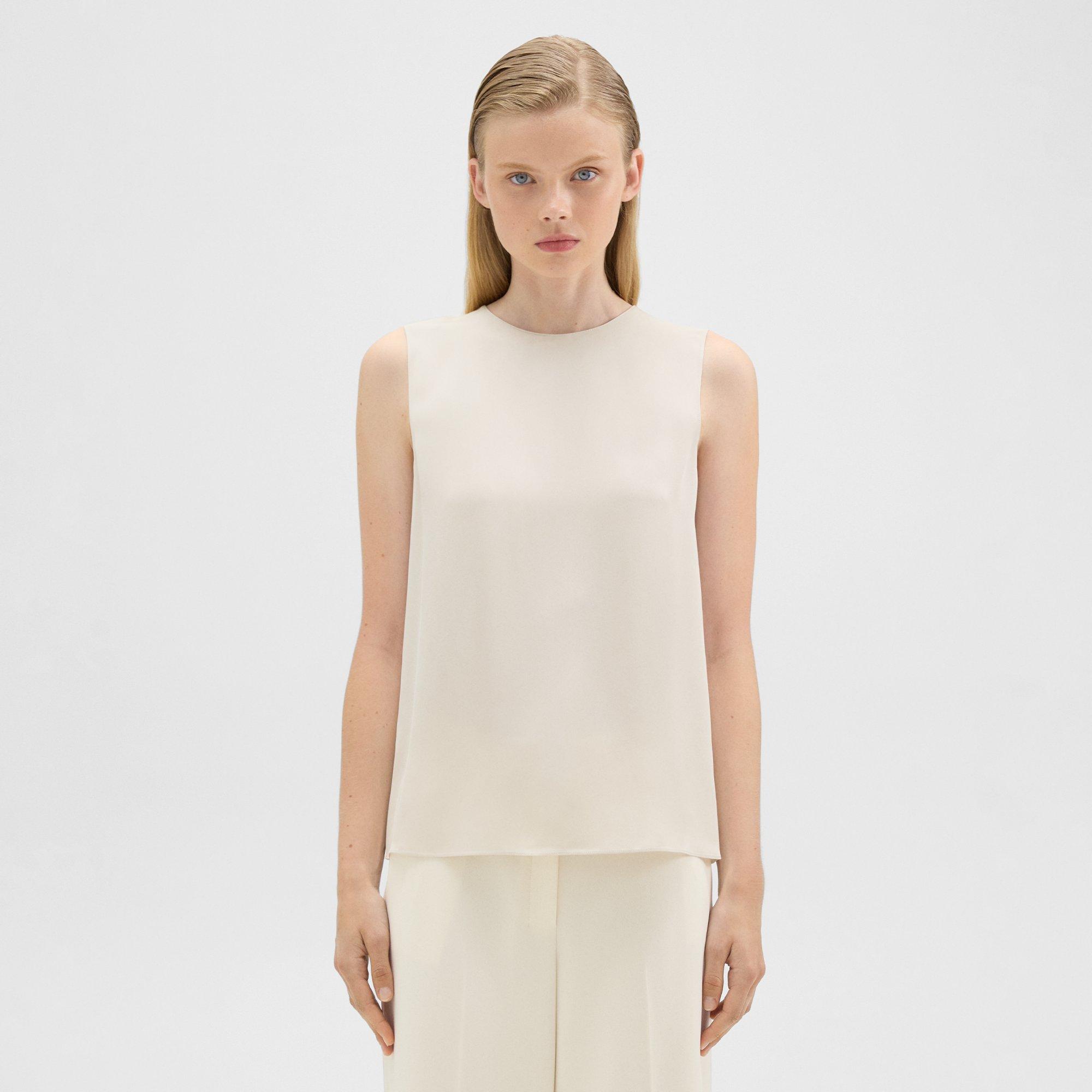 Theory Shell Top In Silk Georgette In Sand