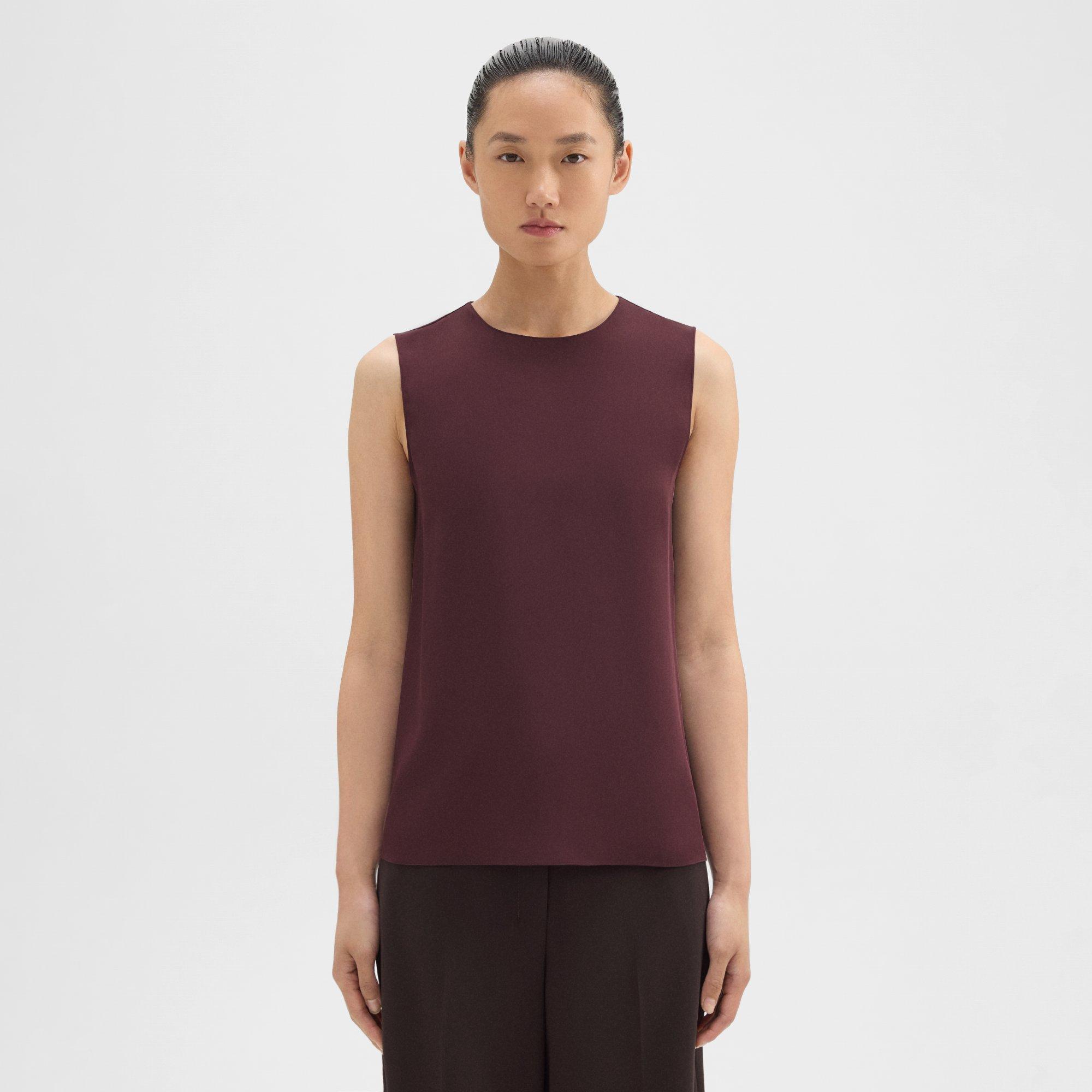 Theory Shell Top In Silk Georgette In Malbec