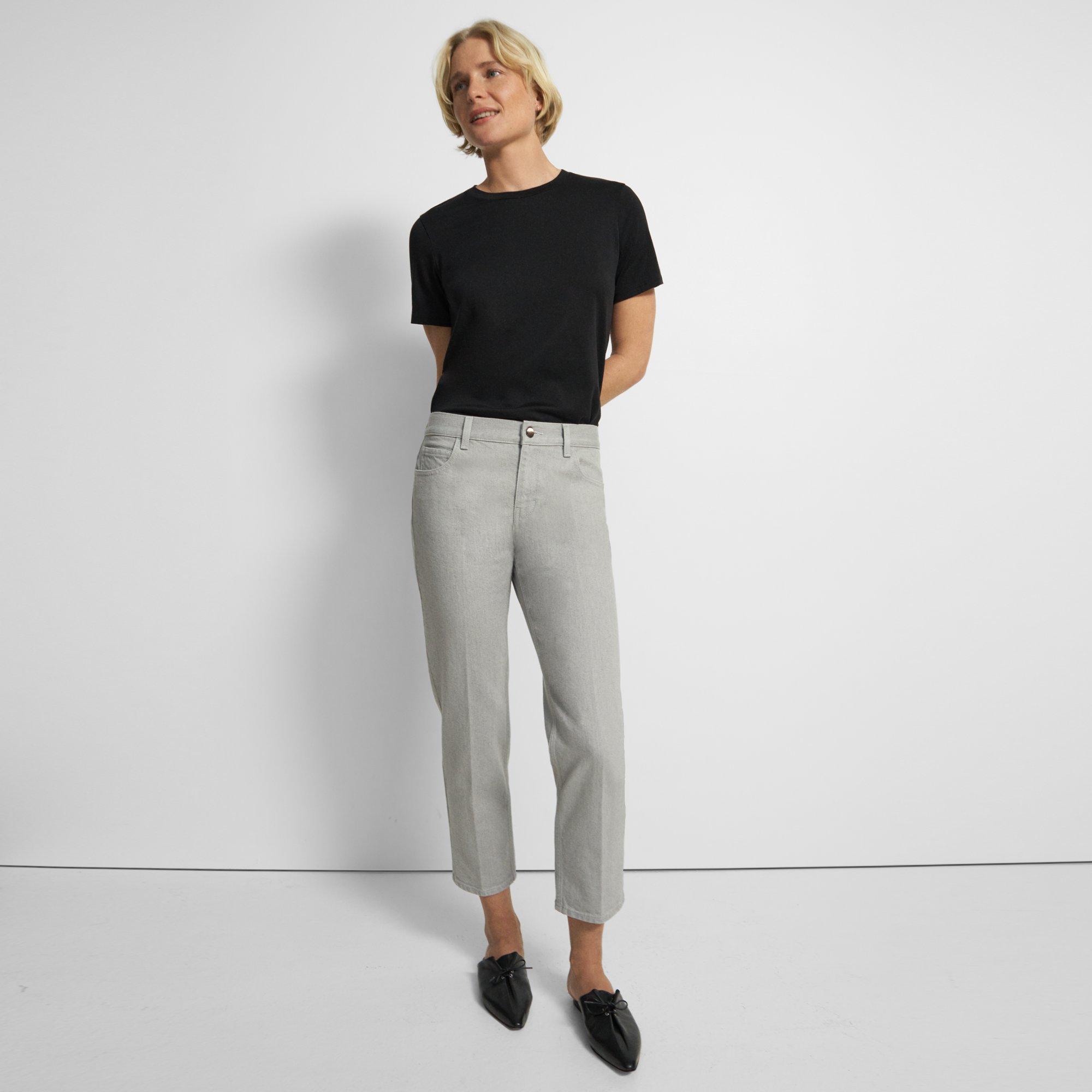 Theory Slim Cropped Pant In Dyed Denim In Harbour