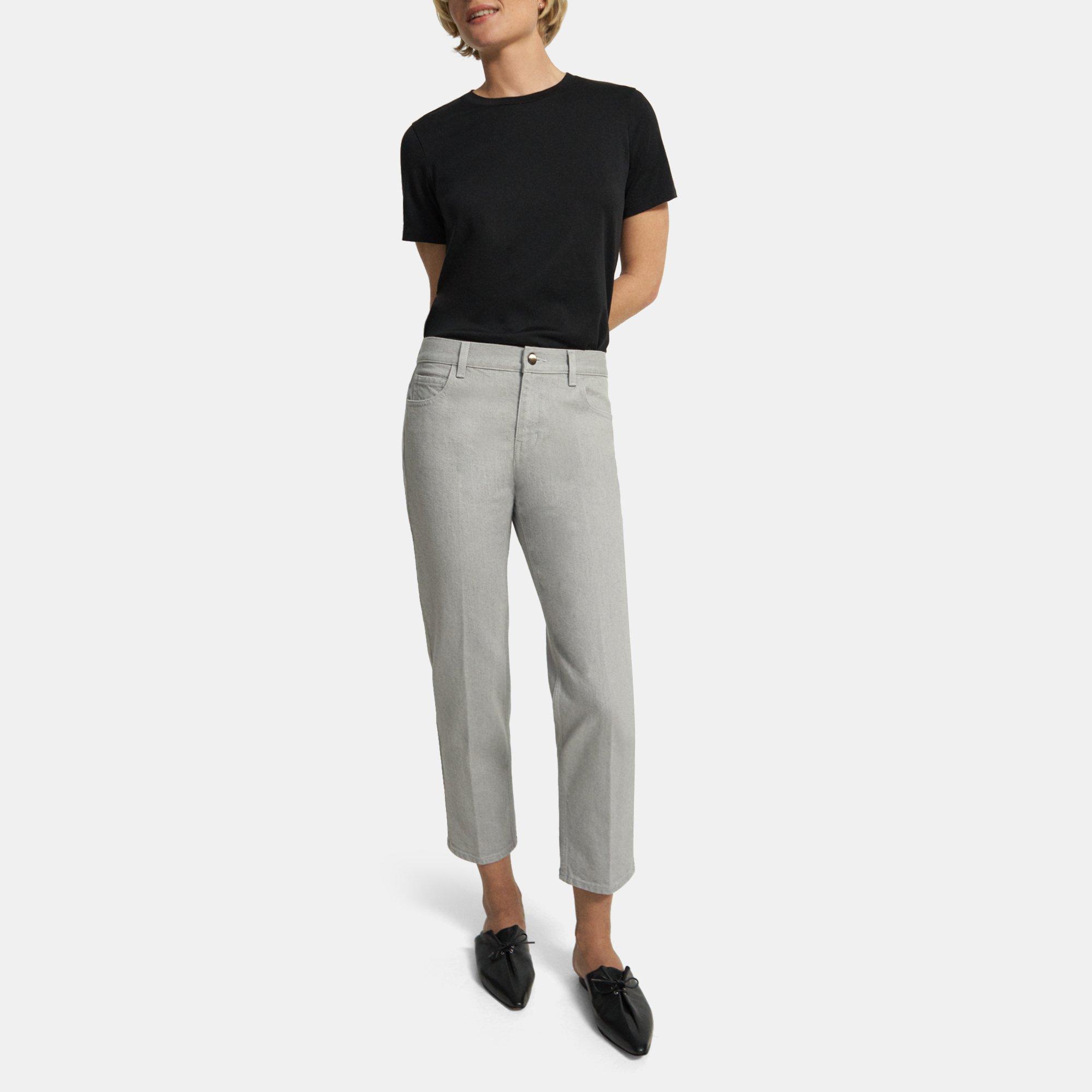 Theory Slim Cropped Pant In Dyed Denim In Harbour