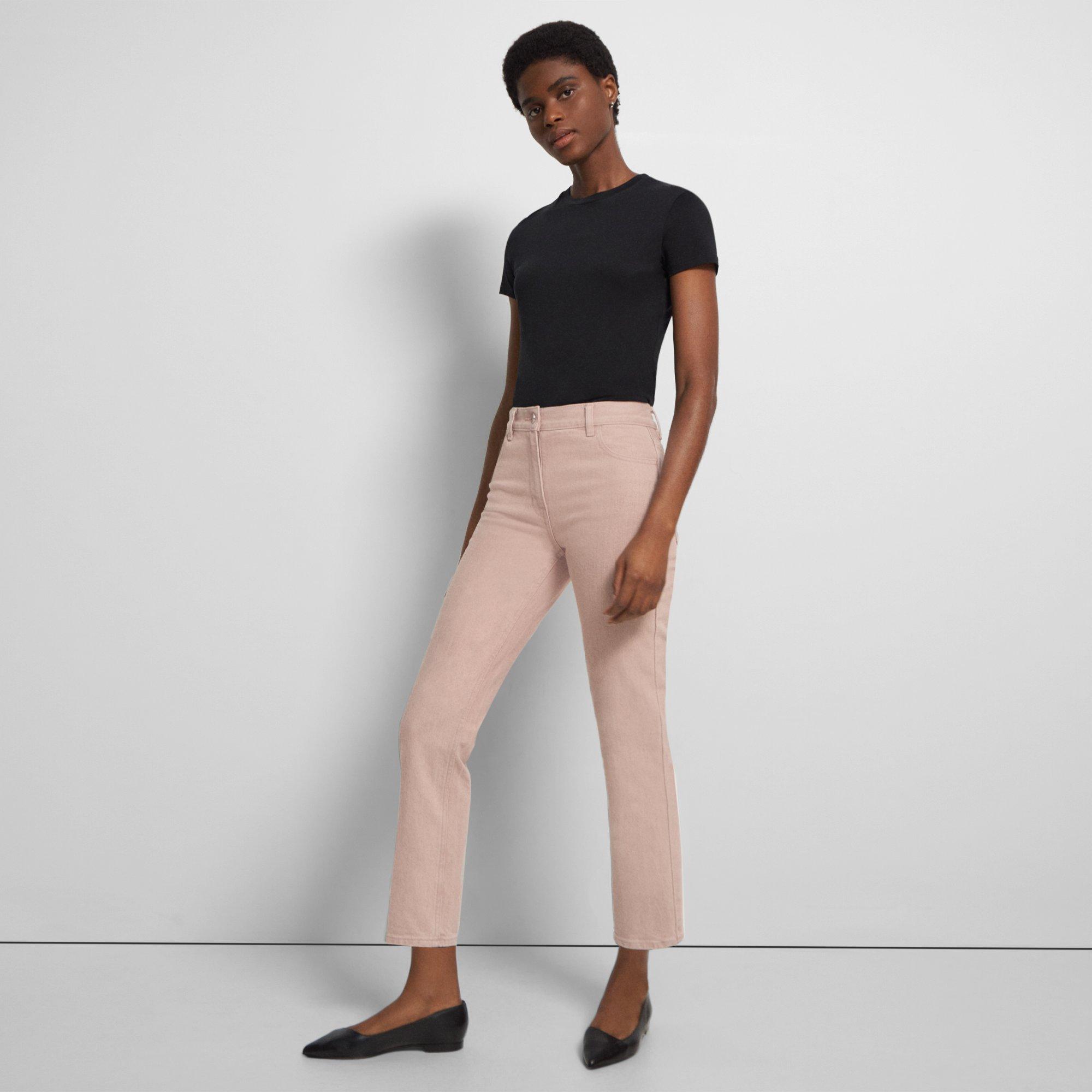 Theory Slim Cropped Jean In Dyed Denim In Blush