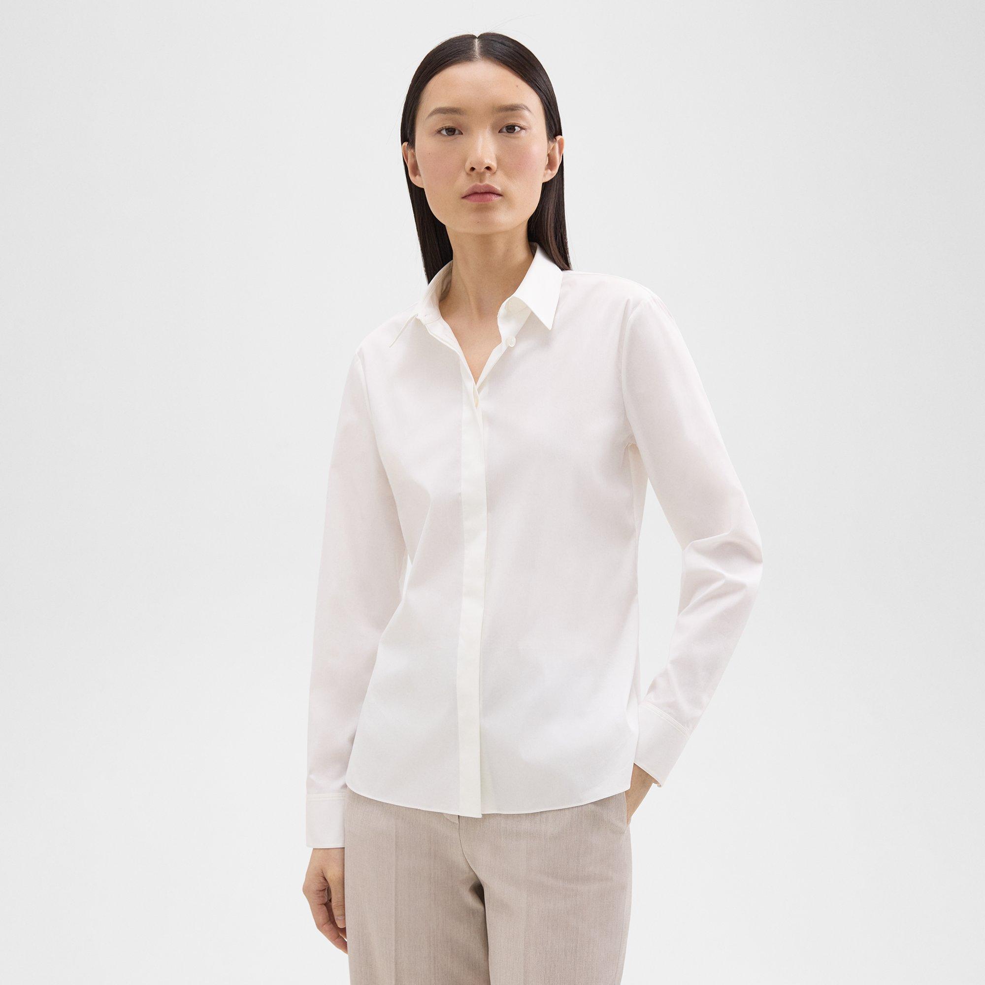 Theory Fitted Shirt In Good Cotton In White