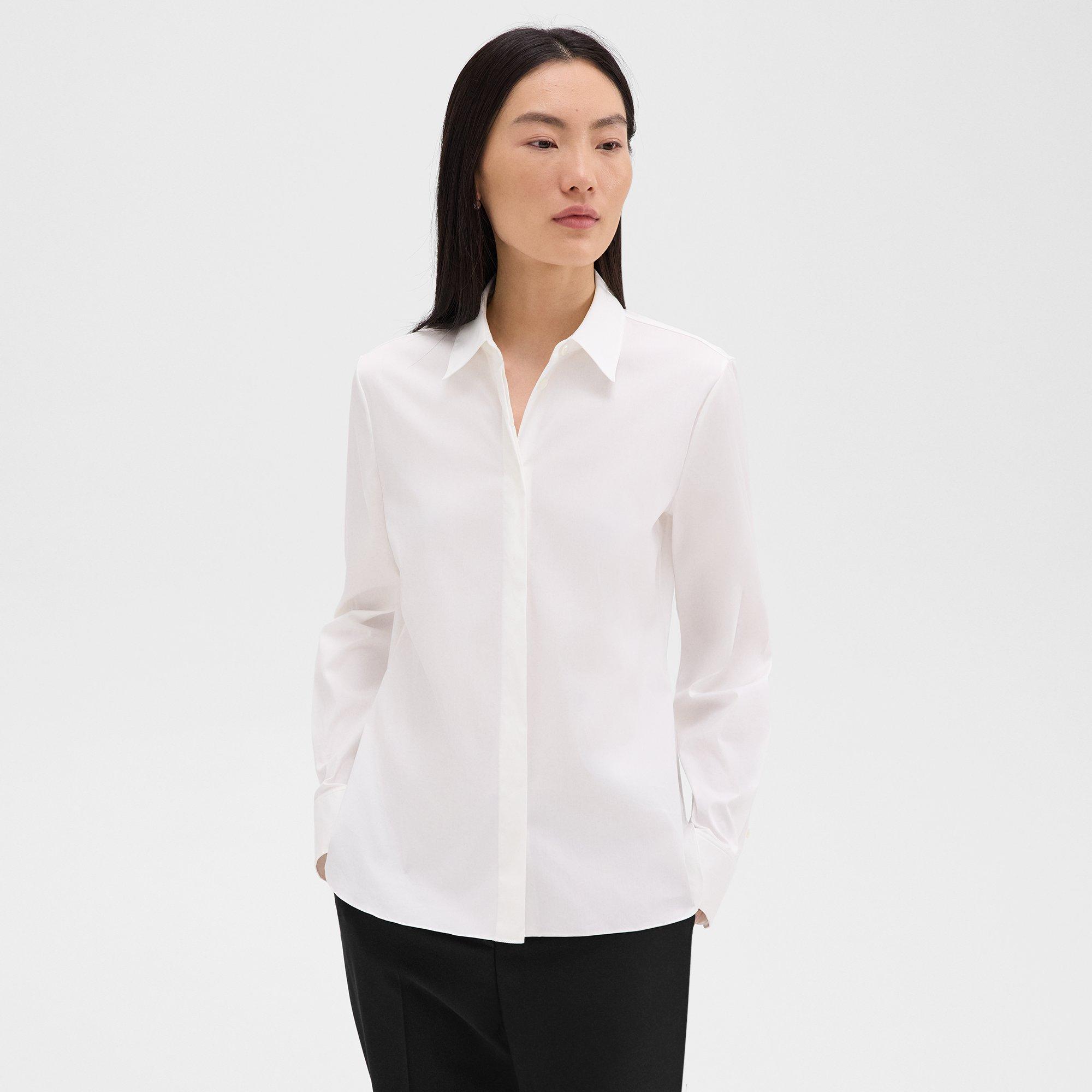 Theory Fitted Shirt In Good Cotton In White