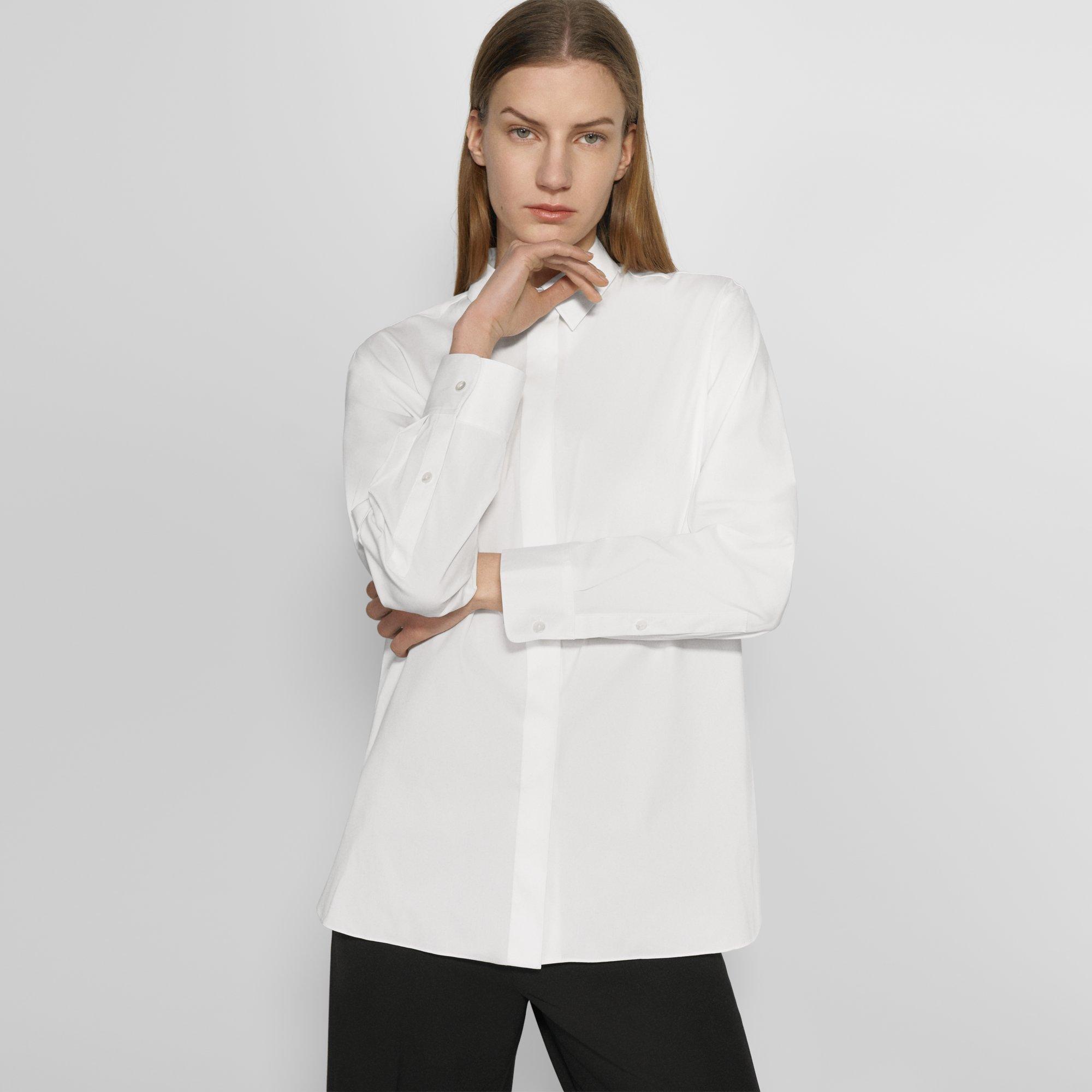 Theory Menswear Shirt In Good Cotton In White