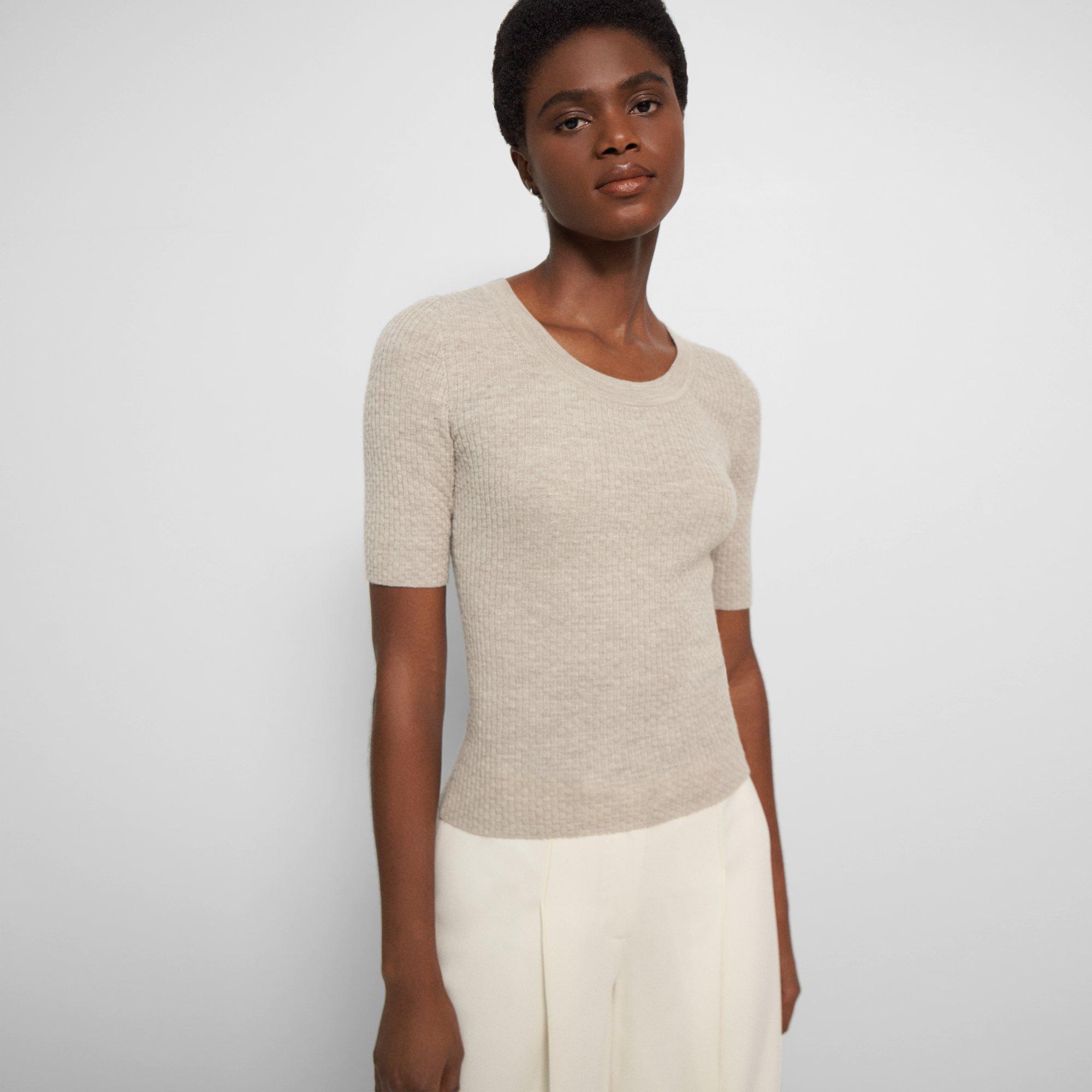 Theory Leenda Scoop Neck Sweater In Regal Wool In Classic Khaki ModeSens
