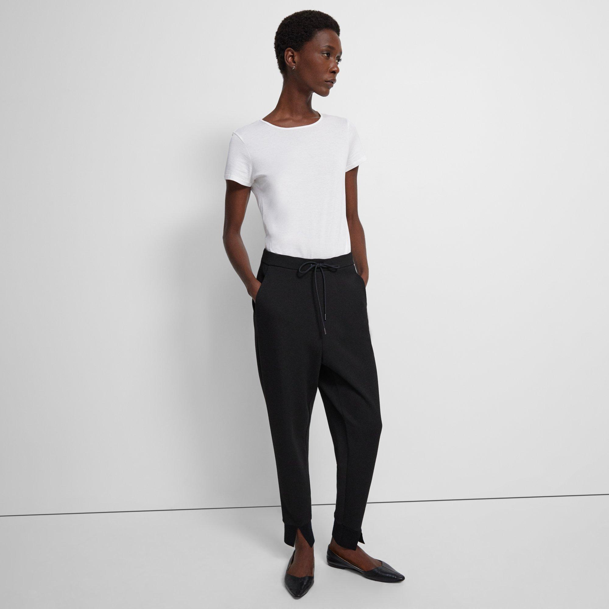 Theory Relaxed Jogger In Double-knit Jersey In Black
