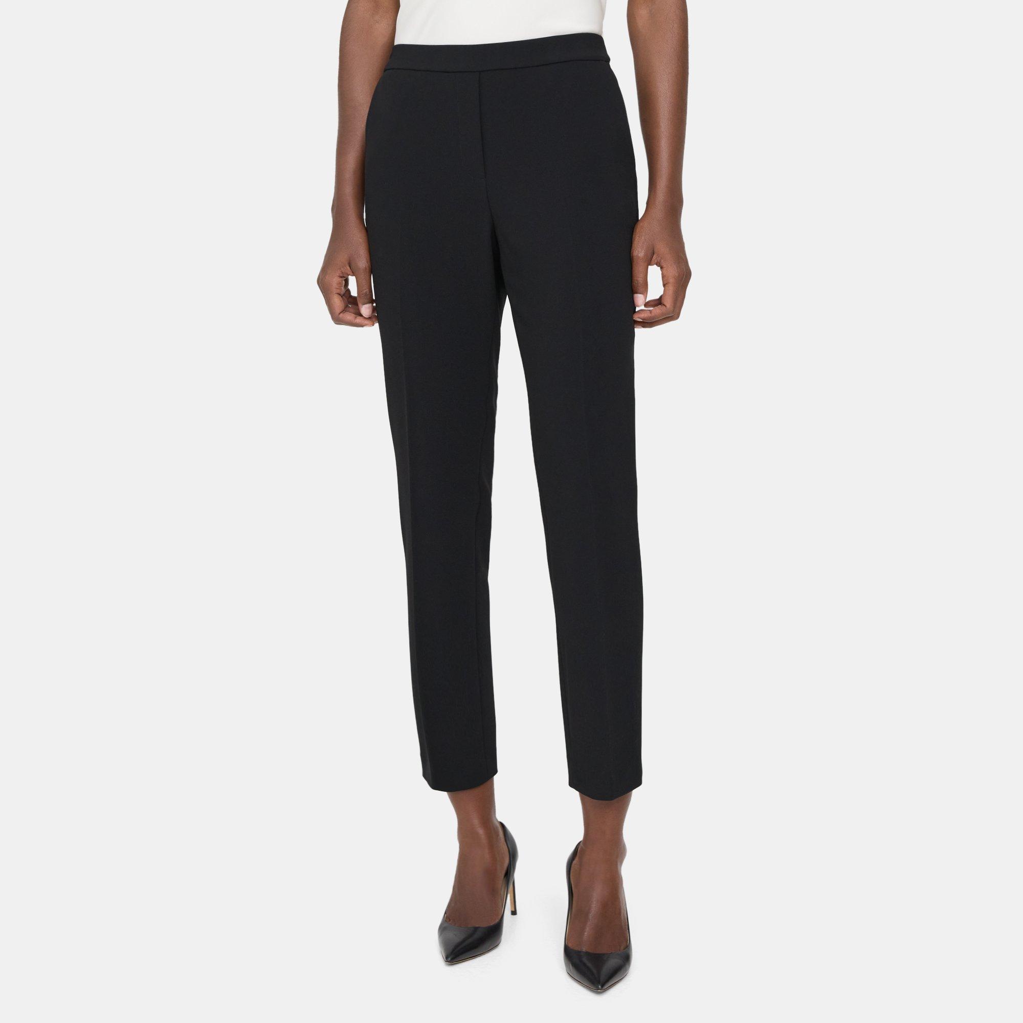 Theory Slim Cropped Pull-on Pant In Crepe In Black