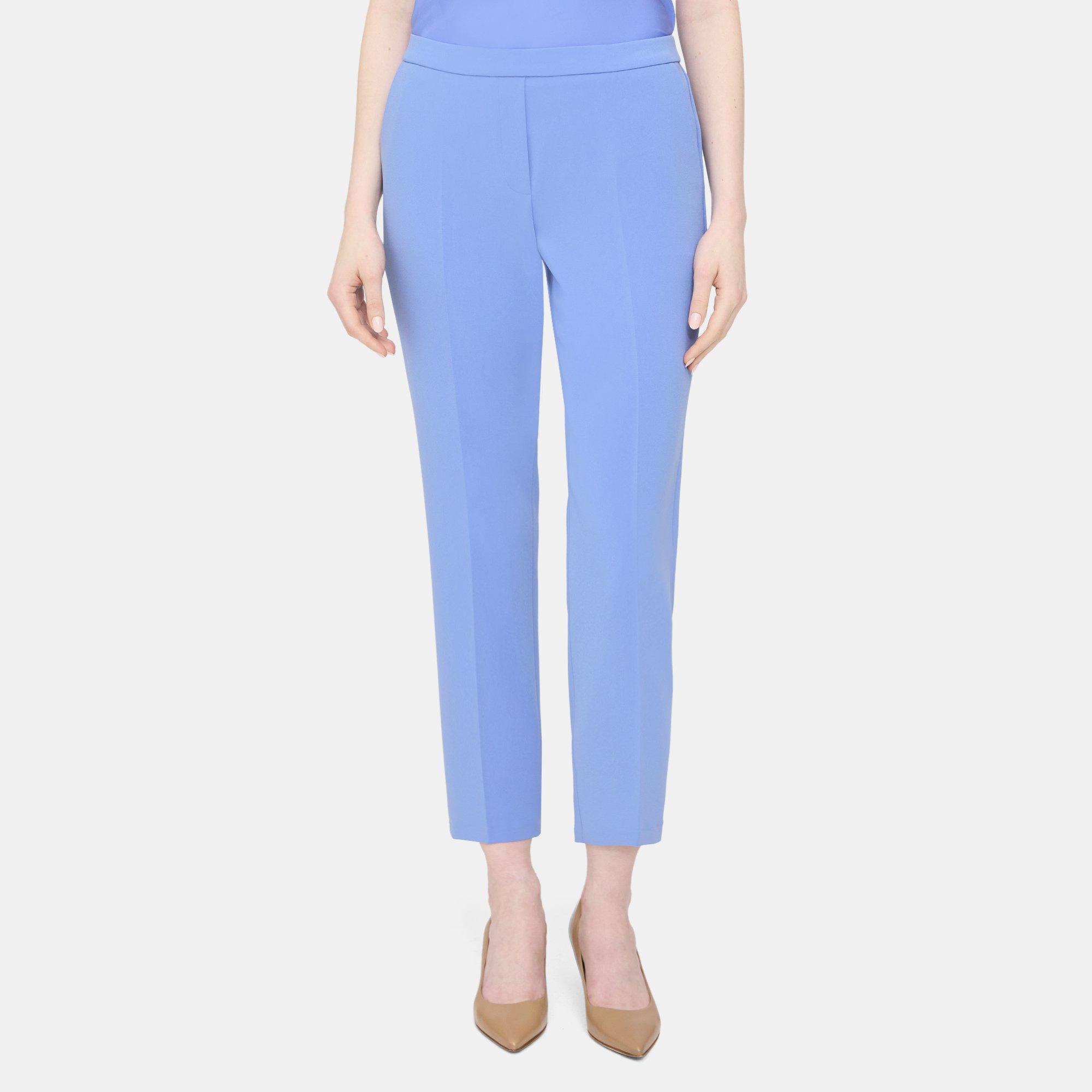 Theory Slim Cropped Pull-on Pant In Crepe In Wedgewood